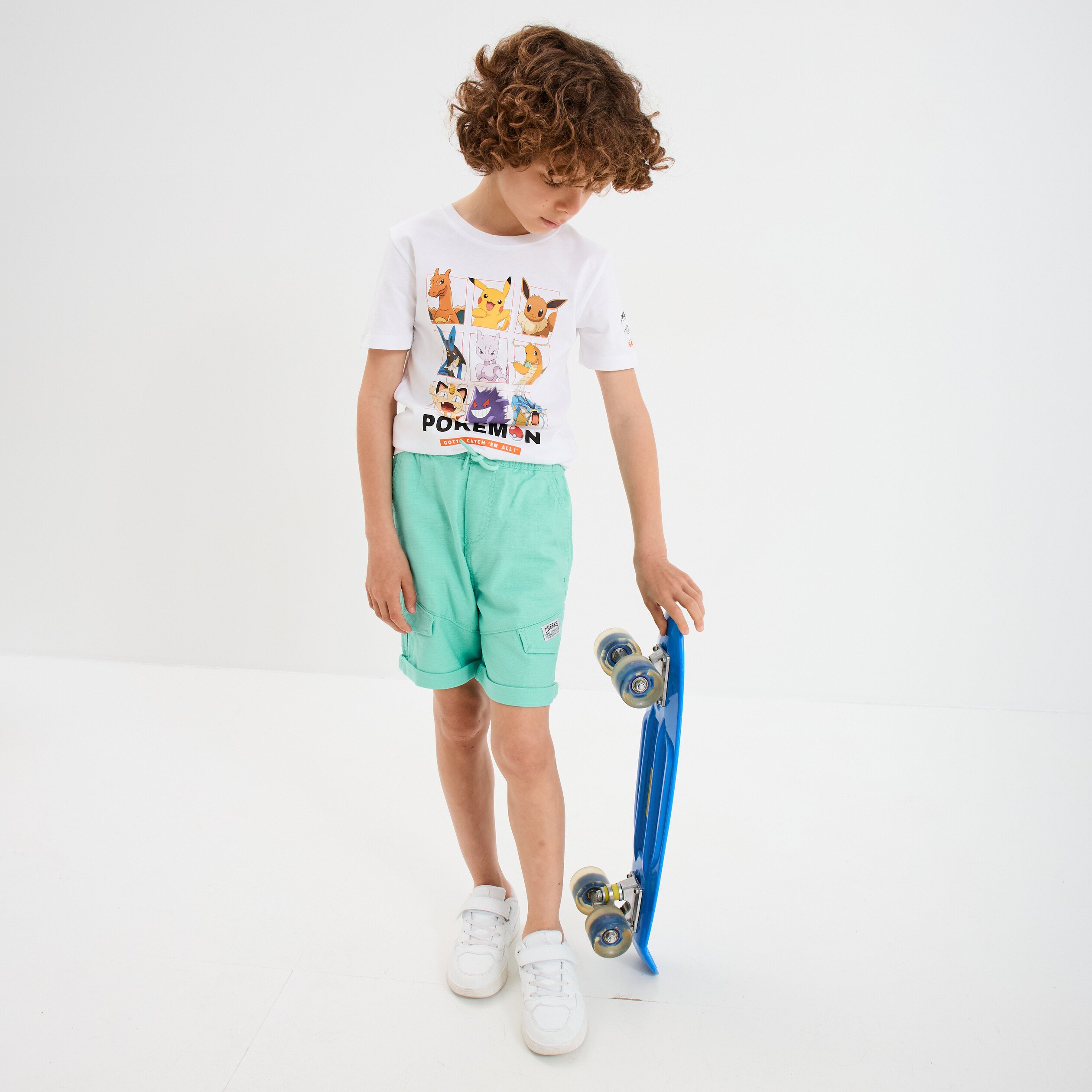 short cargo regular coton vert turquoise garcon Short cargo regular coton vert turquoise garçon