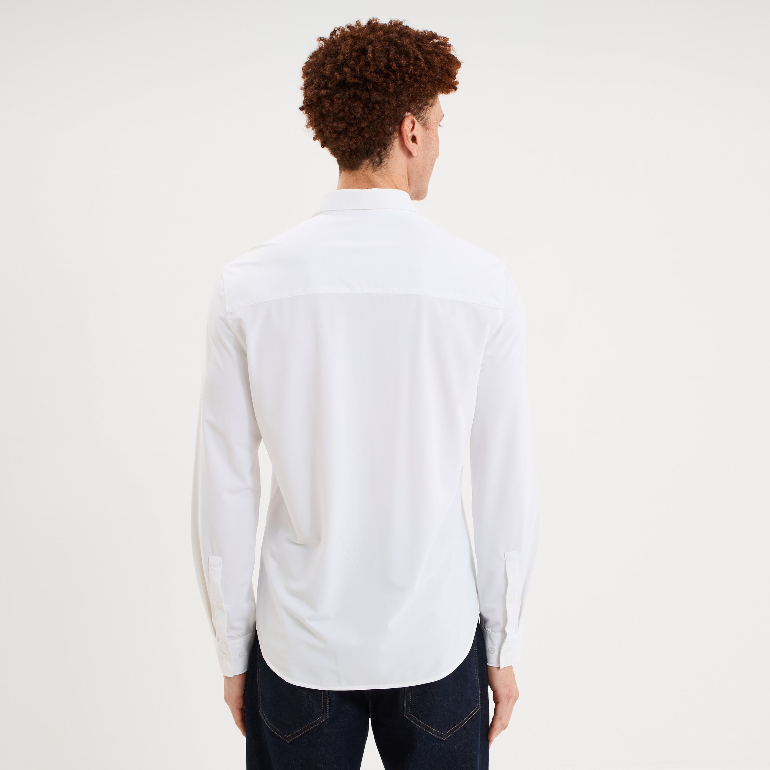 Chemise manches longues stretch blanc homme