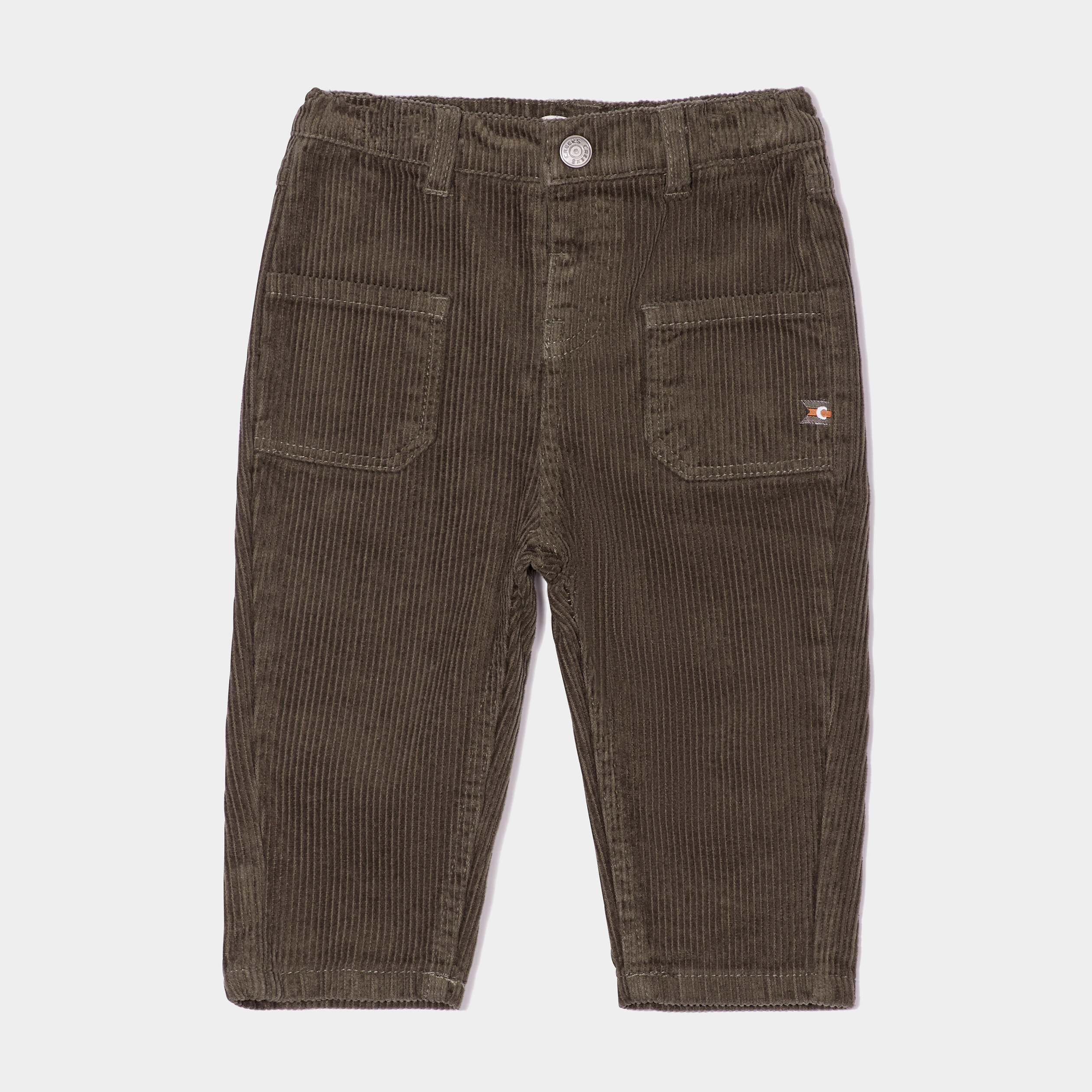 Pantalon droit velours côtelé vert kaki bébé garçon