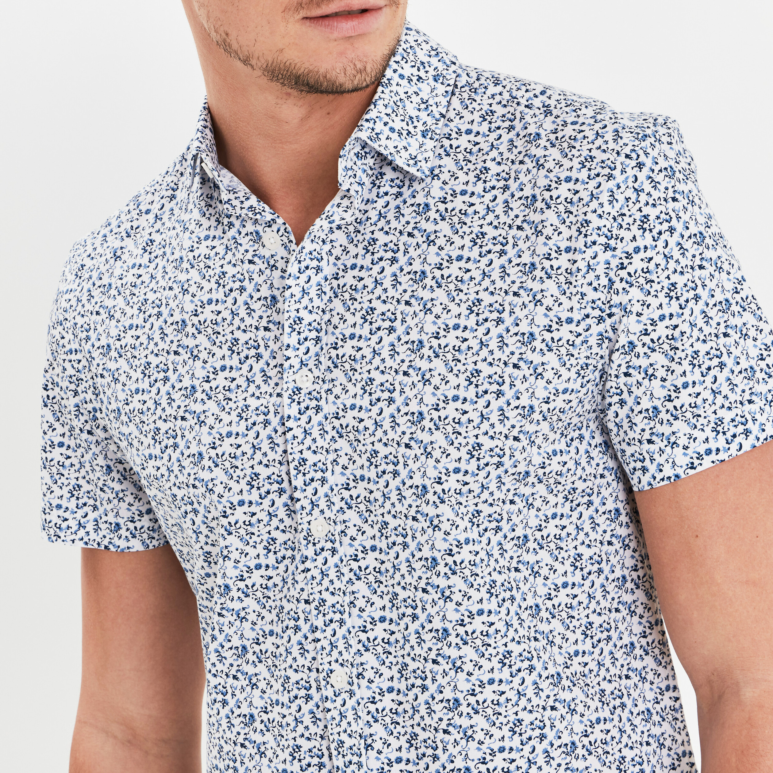chemise droite manches courtes coton blanc homme Chemise droite manches courtes coton blanc homme
