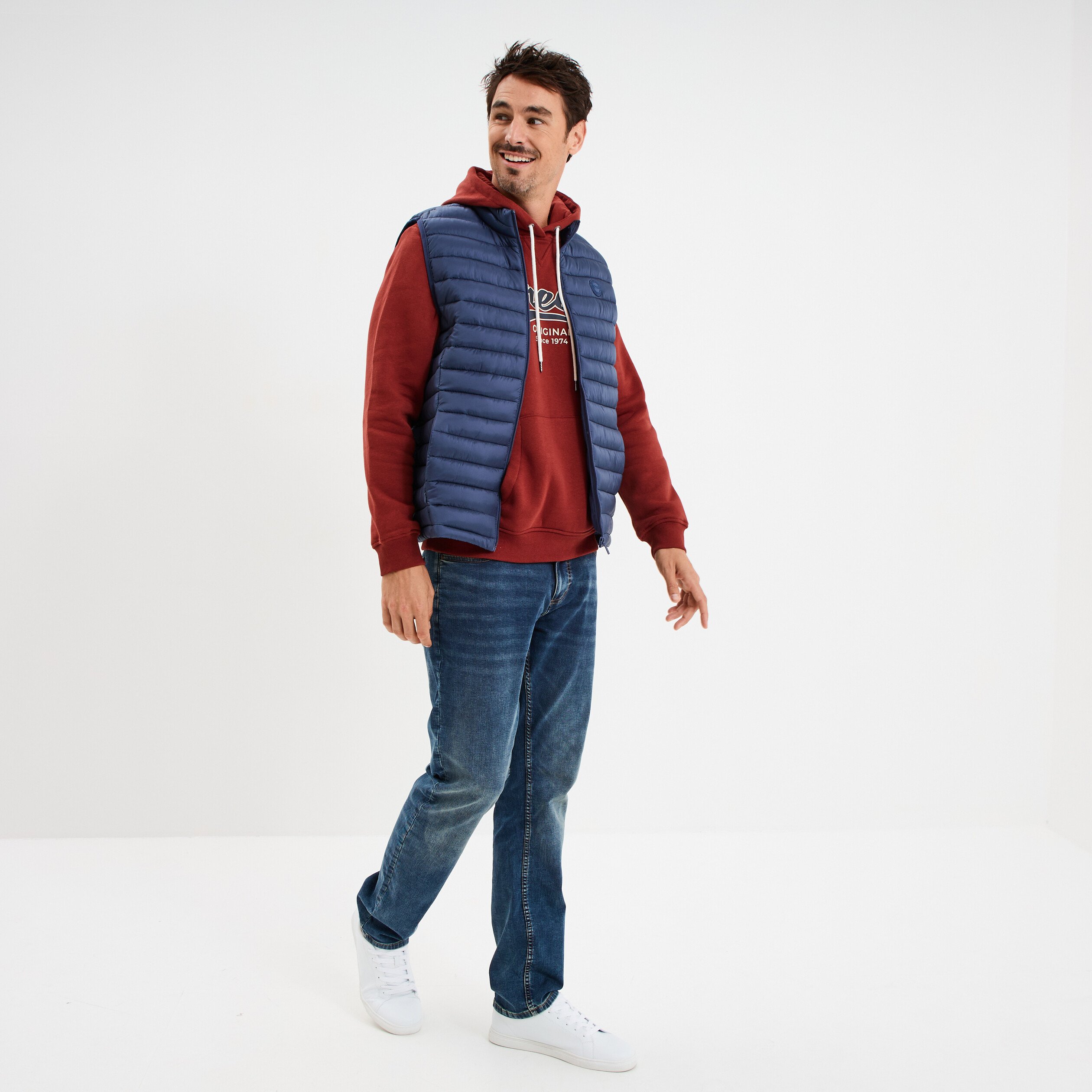 Sweat à capuche hoodie 1 poche rouge foncé homme