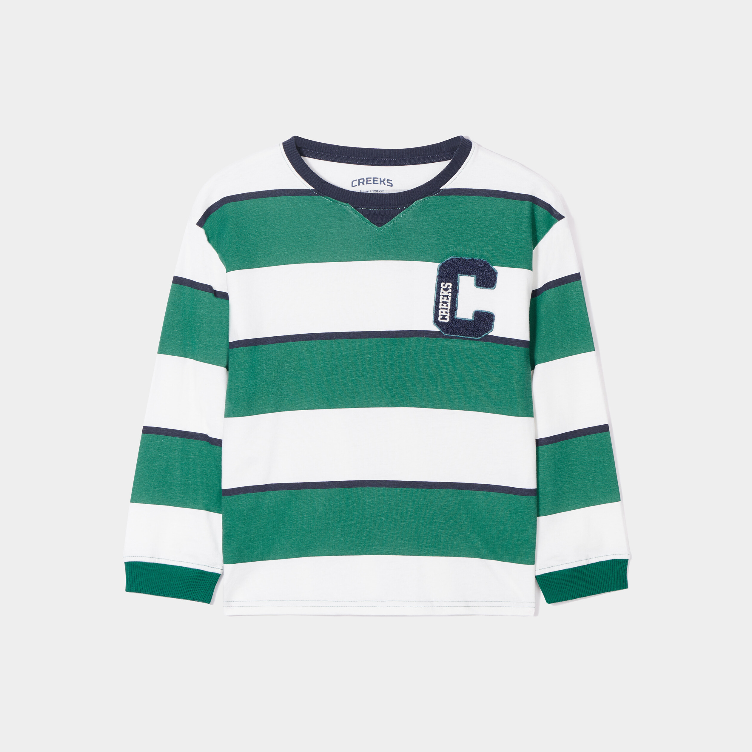 t shirt manches longues coton creeks vert garcon T-shirt manches longues coton Creeks vert garçon