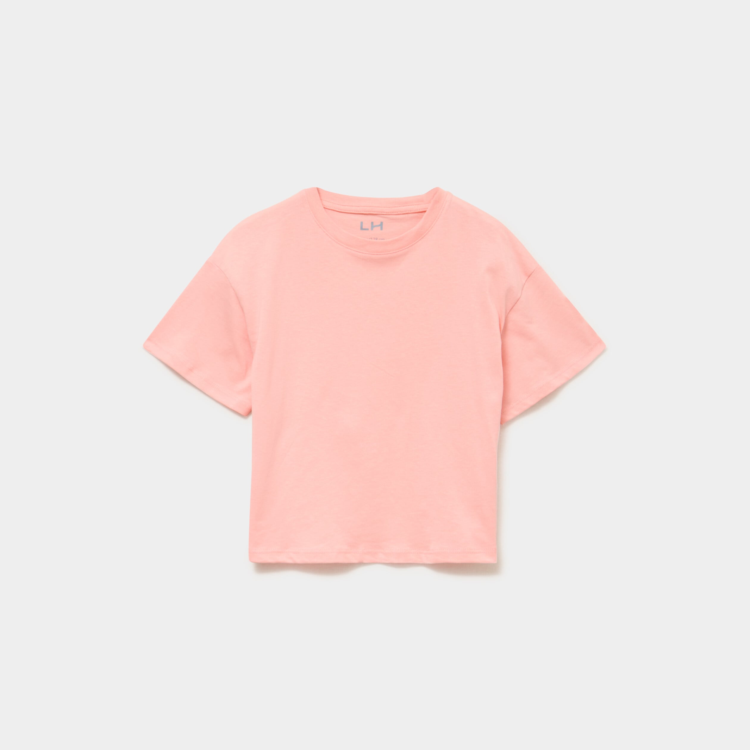T-shirt manches courtes coton rose poudr&eacute;e fille