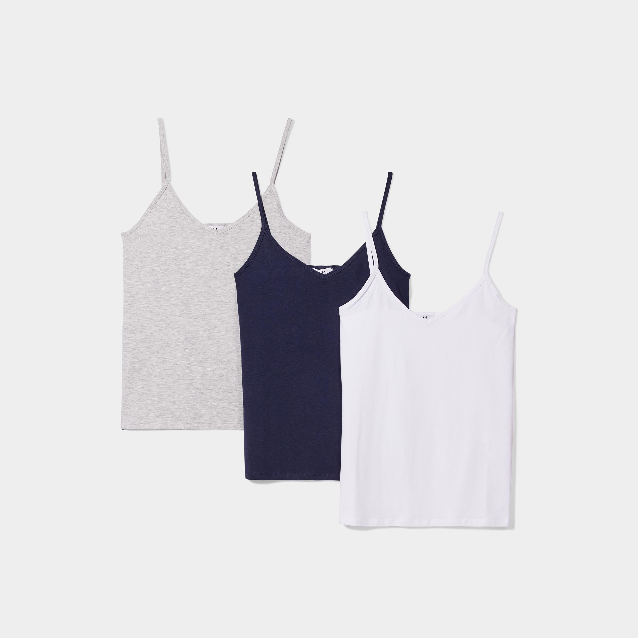 lot de 3 debardeurs col en v coton gris clair femme Lot de 3 débardeurs col en V coton gris clair femme