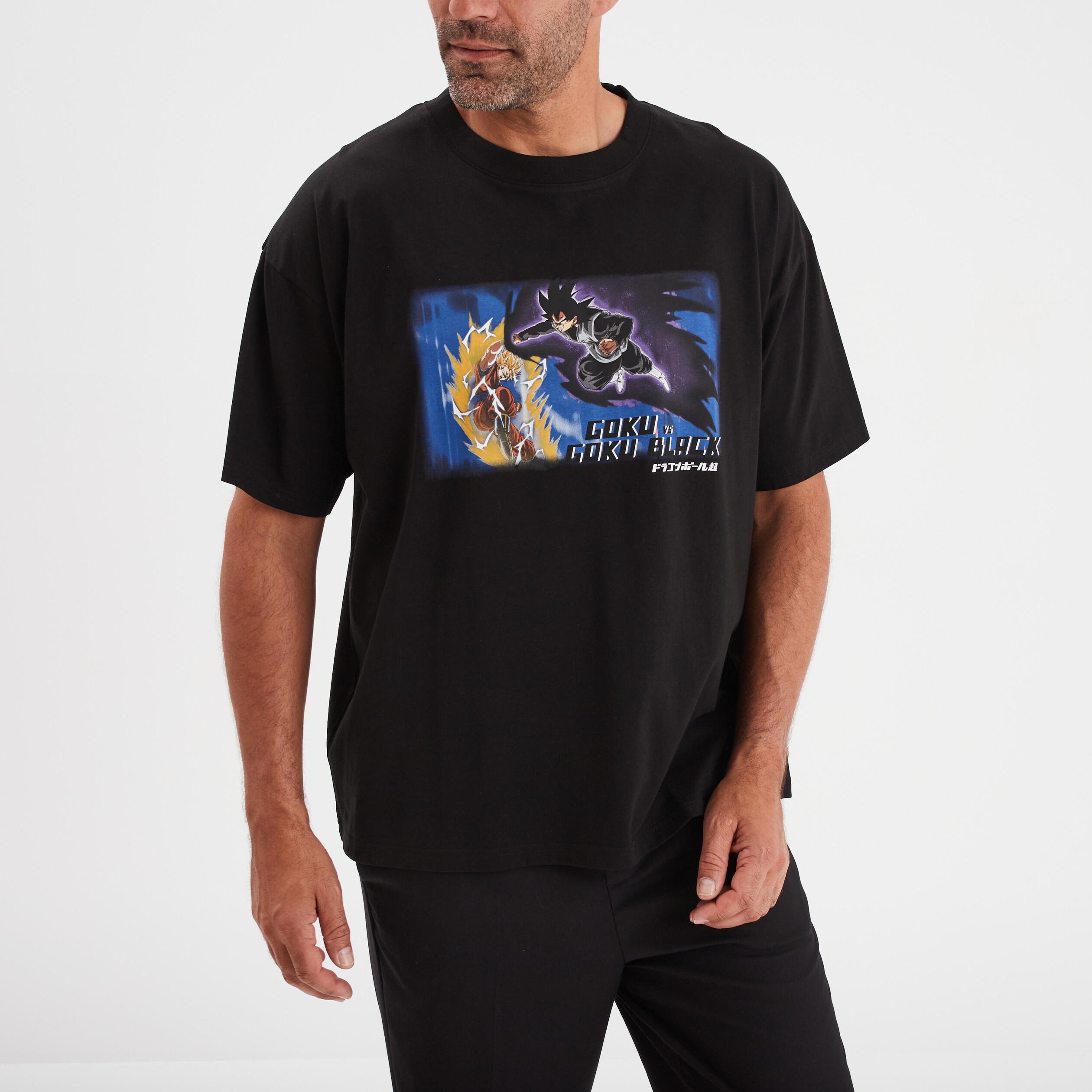 t shirt col rond dragon ball super noir homme T-shirt col rond Dragon Ball Super noir homme