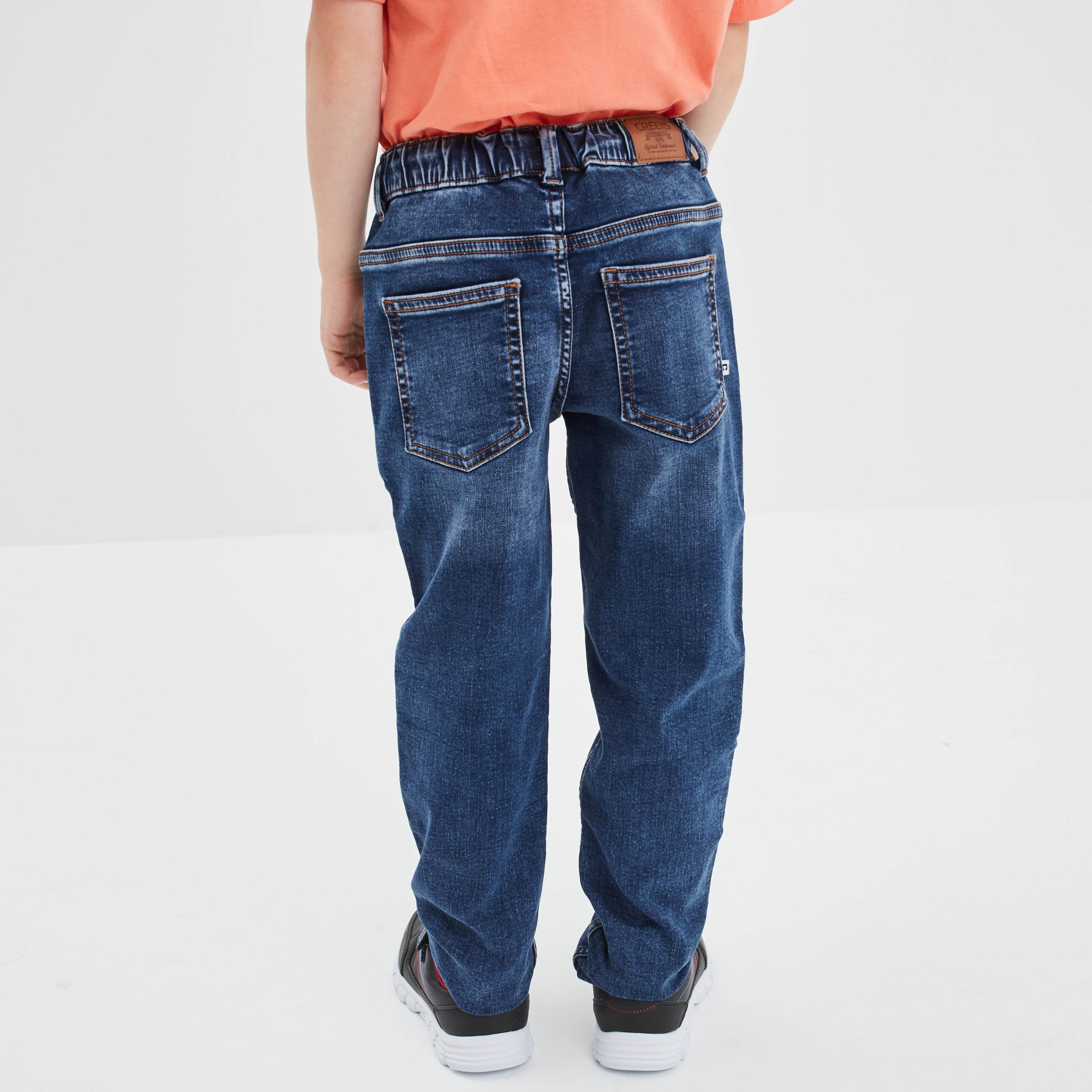 Jean stretch jogger taille &eacute;lastiqu&eacute;e denim stone gar&ccedil;on