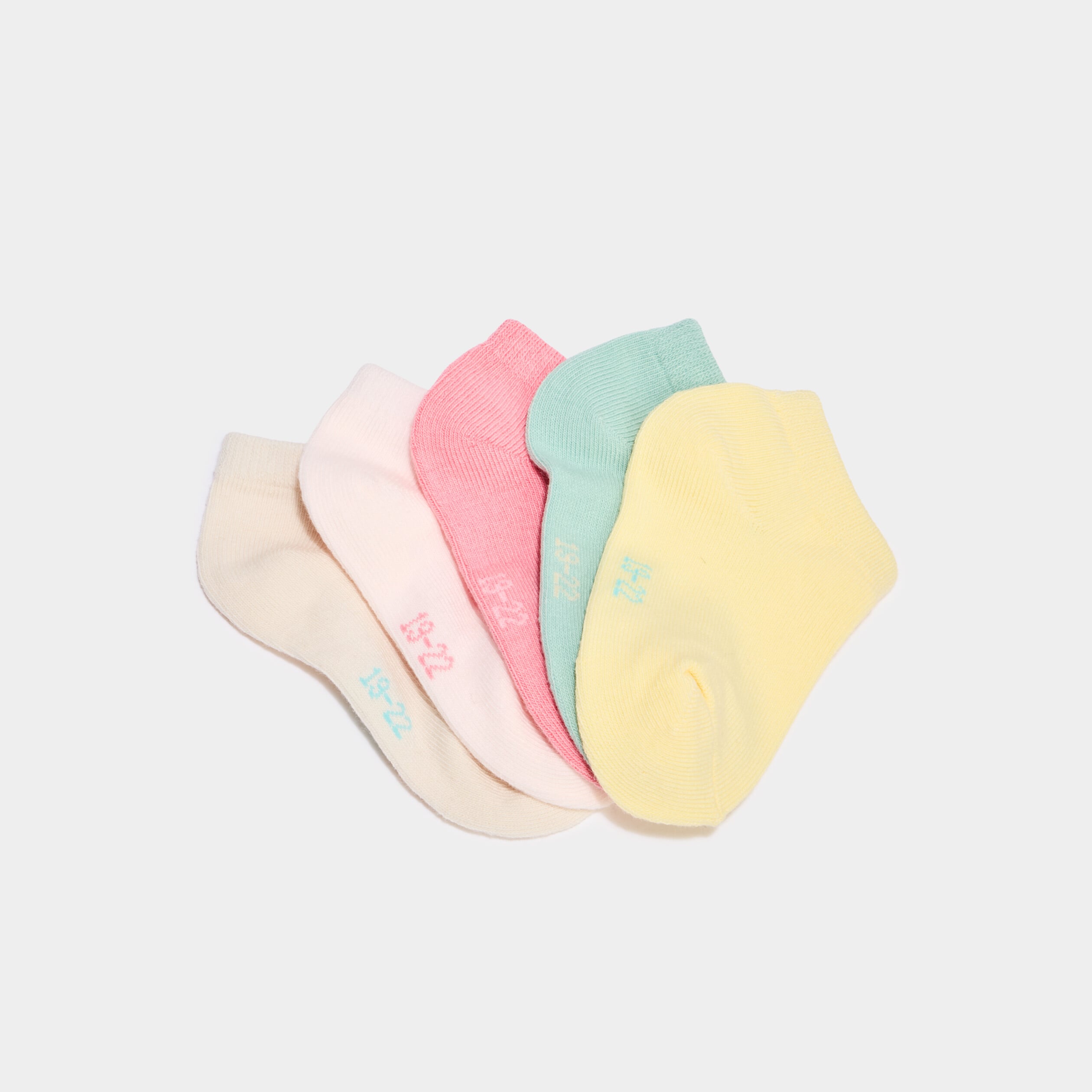 Lot 5 paires chaussettes invisibles multicolore b&eacute;b&eacute; fille