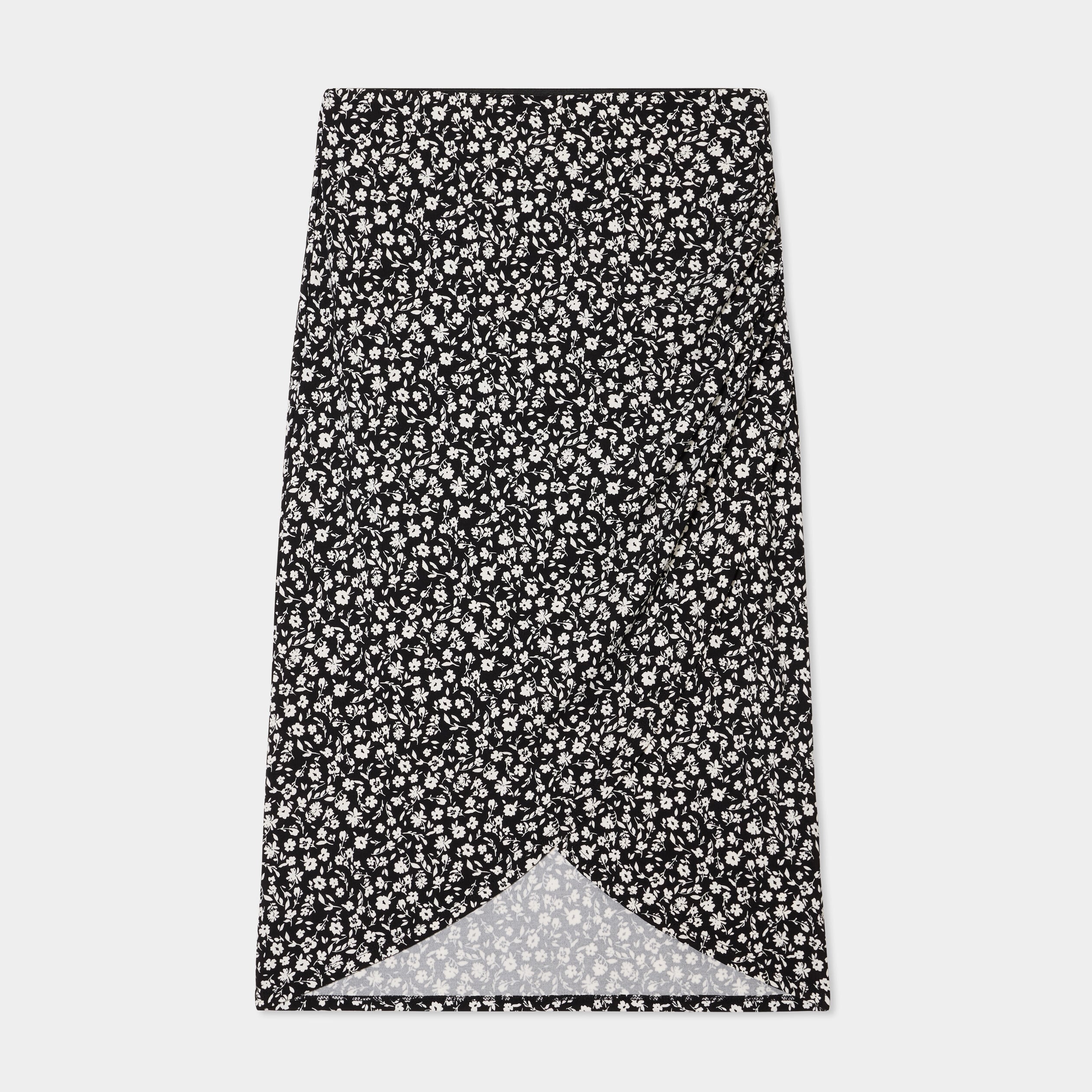 Jupe longue portefeuille stretch noir femme