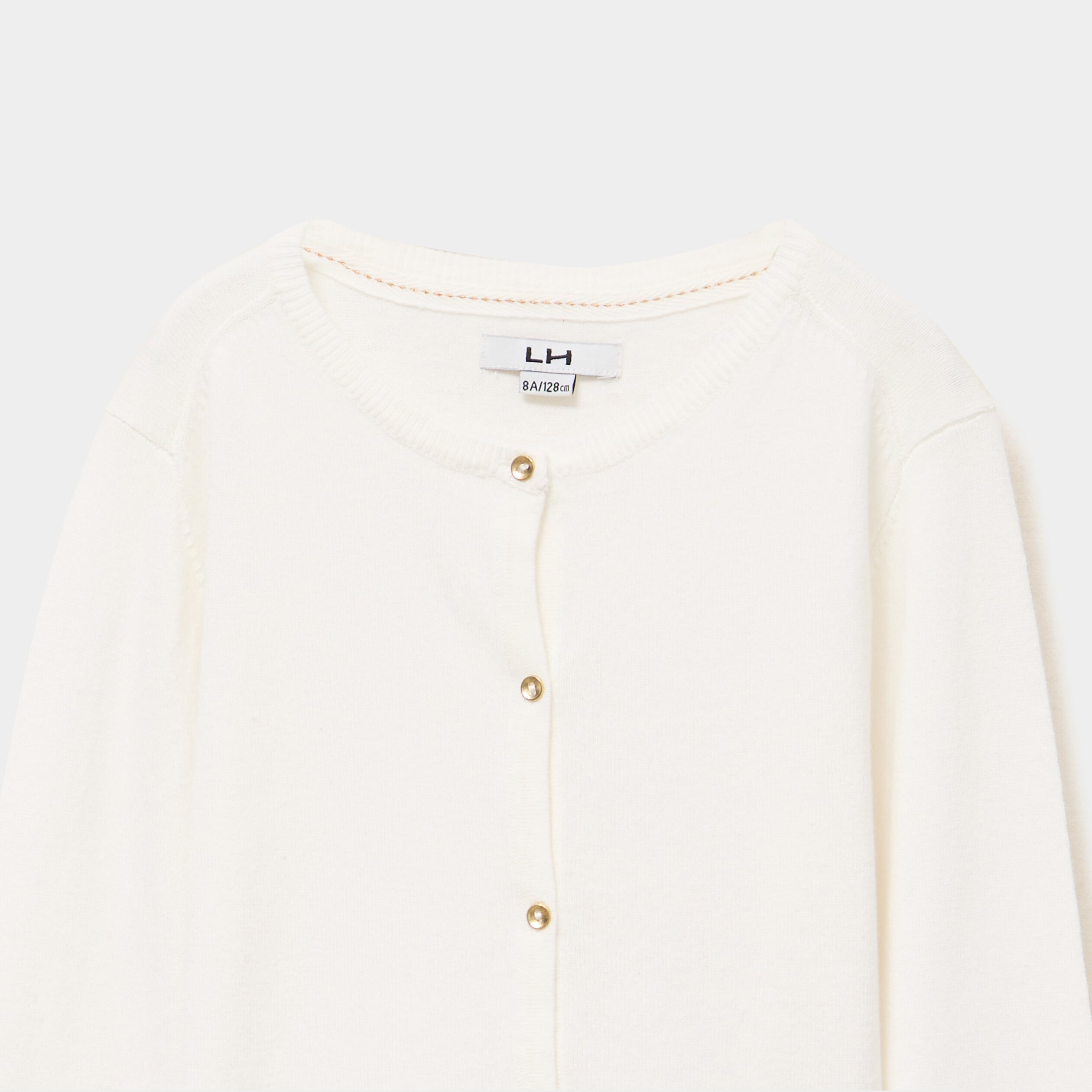 Gilet boutonn&eacute; coton m&eacute;lang&eacute; ivoire fille