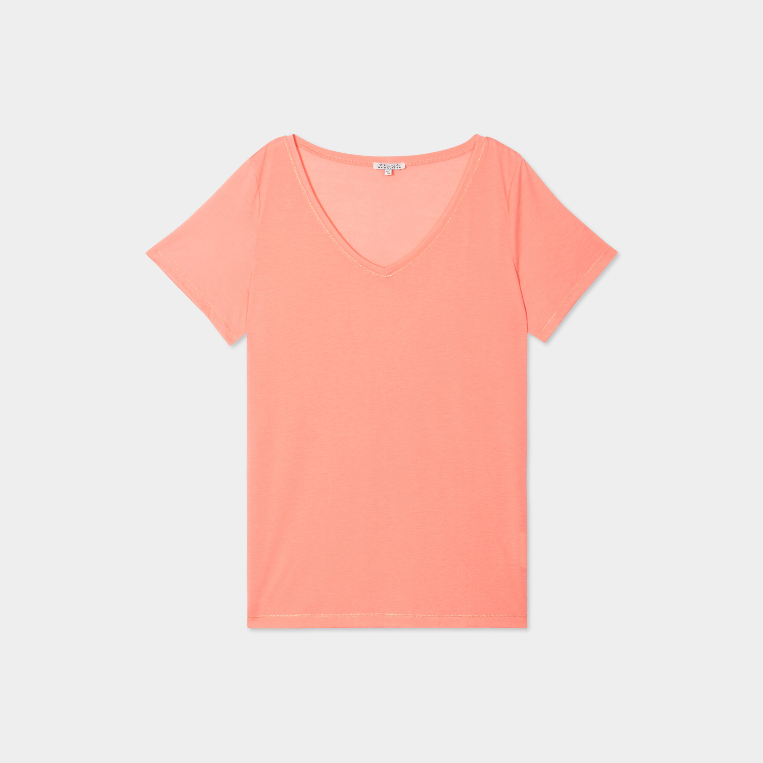 t shirt manches courtes col v vieux rose femmegt T-shirt manches courtes col V vieux rose femme grande taille