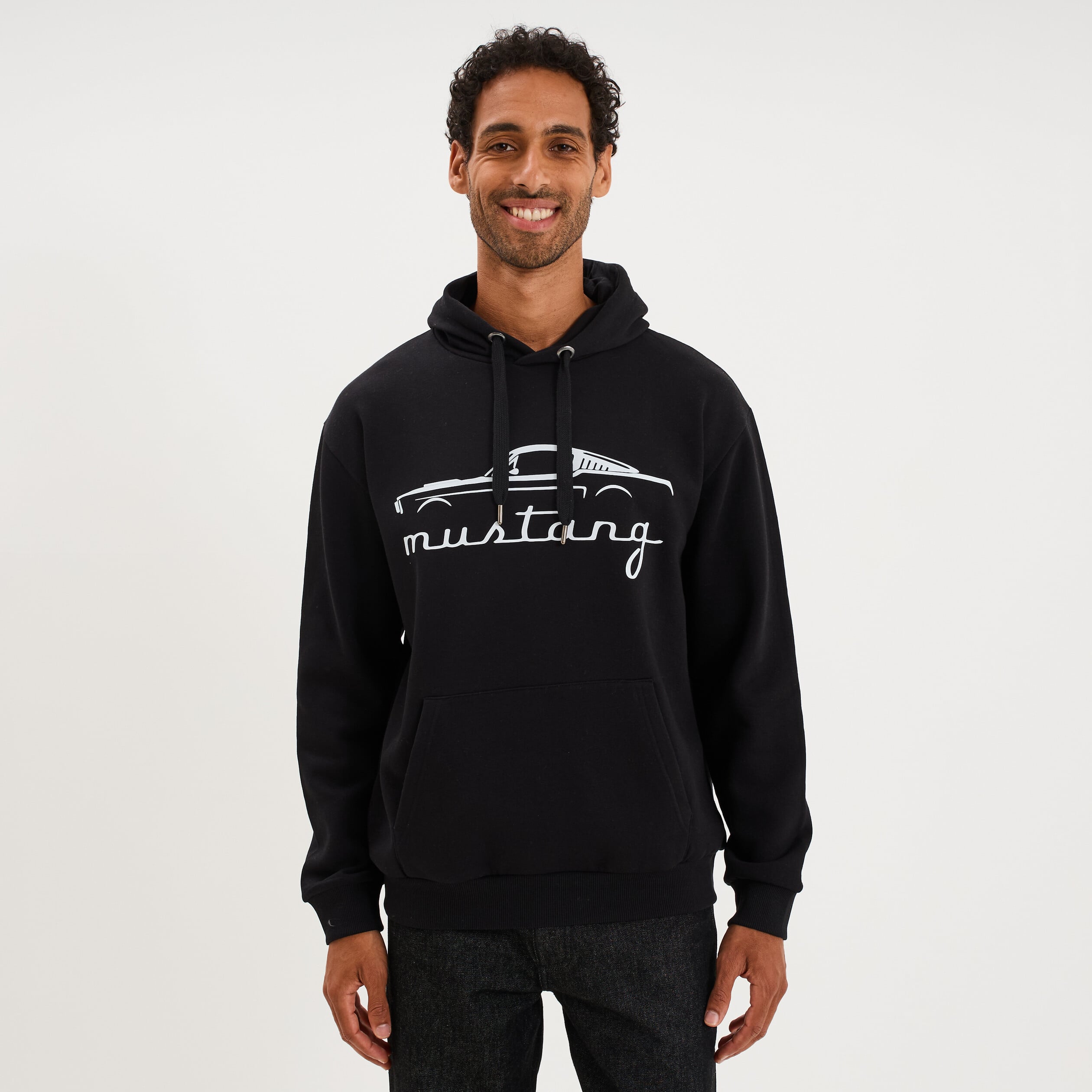 Sweat hoodie 1 poche &agrave; capuche Mustang noir homme