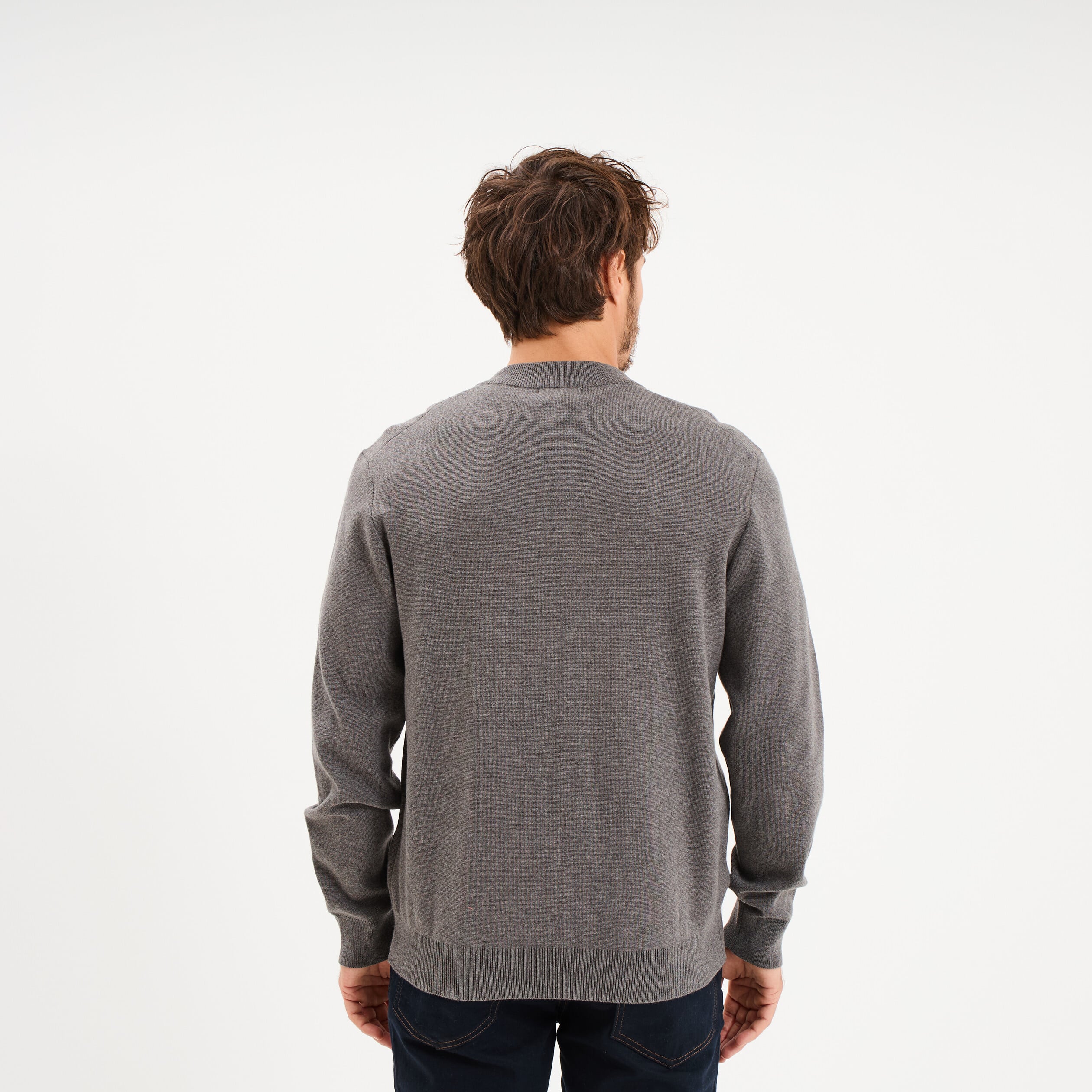 Gilet zipp&eacute; col teddy gris homme