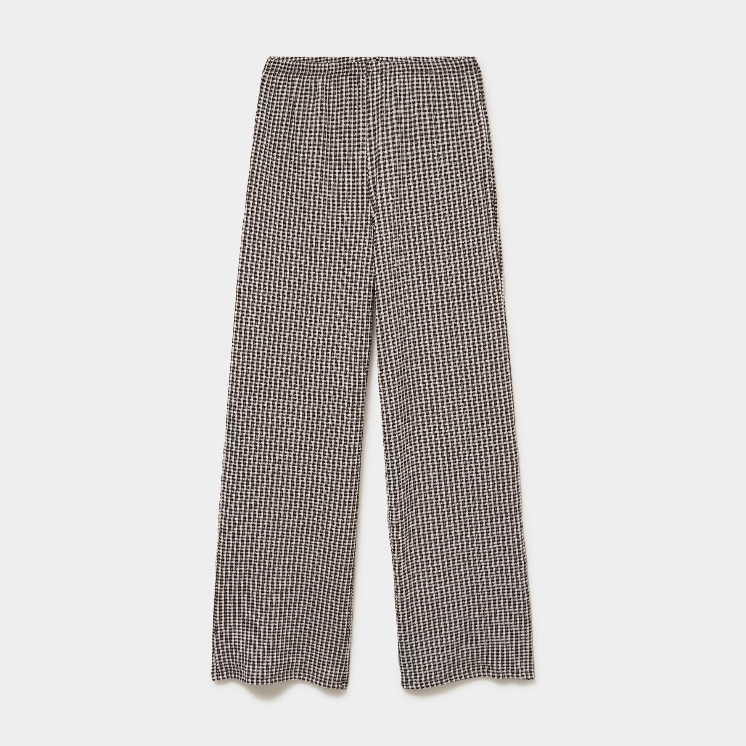 Pantalon large effet gaufr&eacute; marron chocolat femme