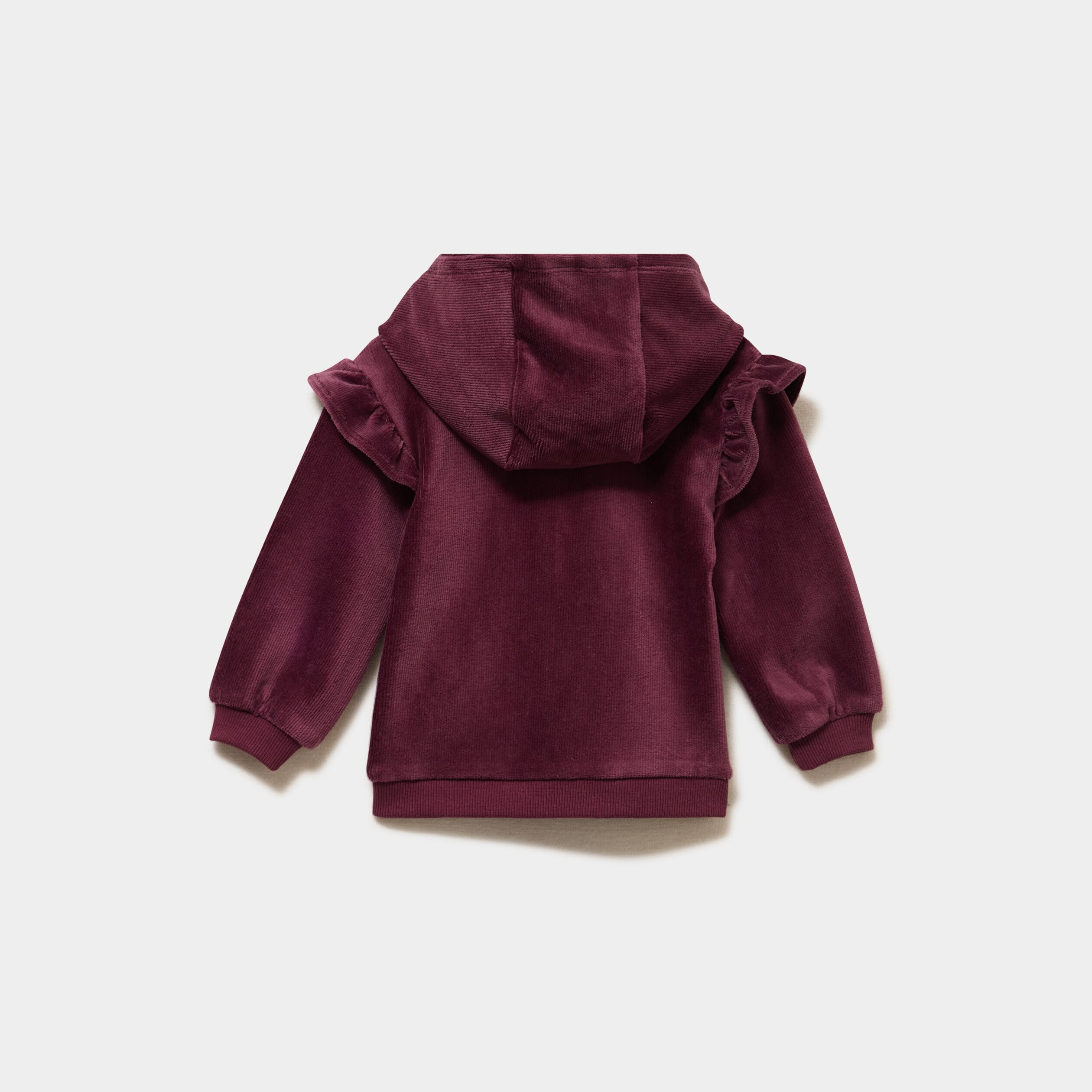 Gilet &agrave; capuche effet velours c&ocirc;tel&eacute; violet fonc&eacute; b&eacute;b&eacute; fille