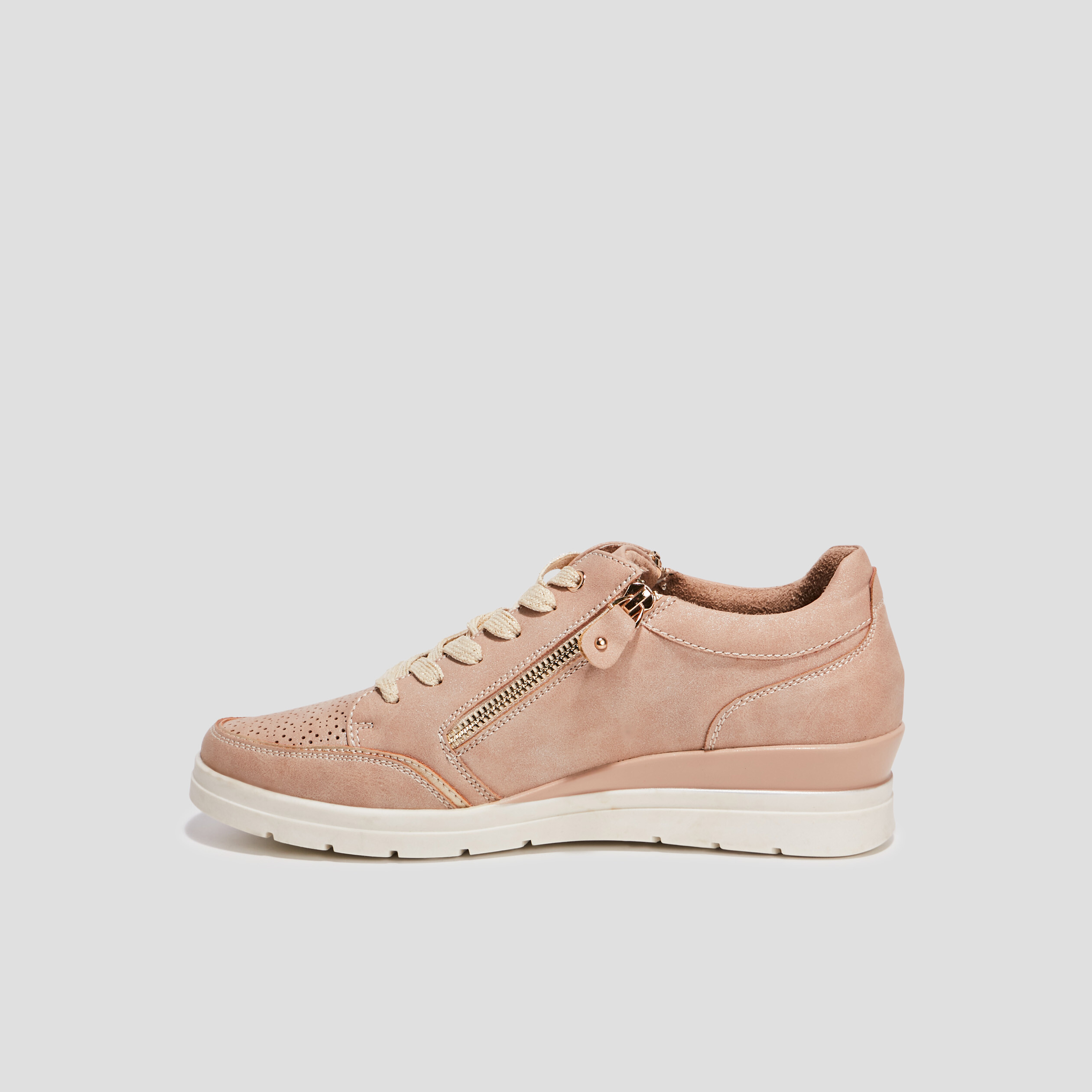 Tennis a lacets zippees rose femme La Halle