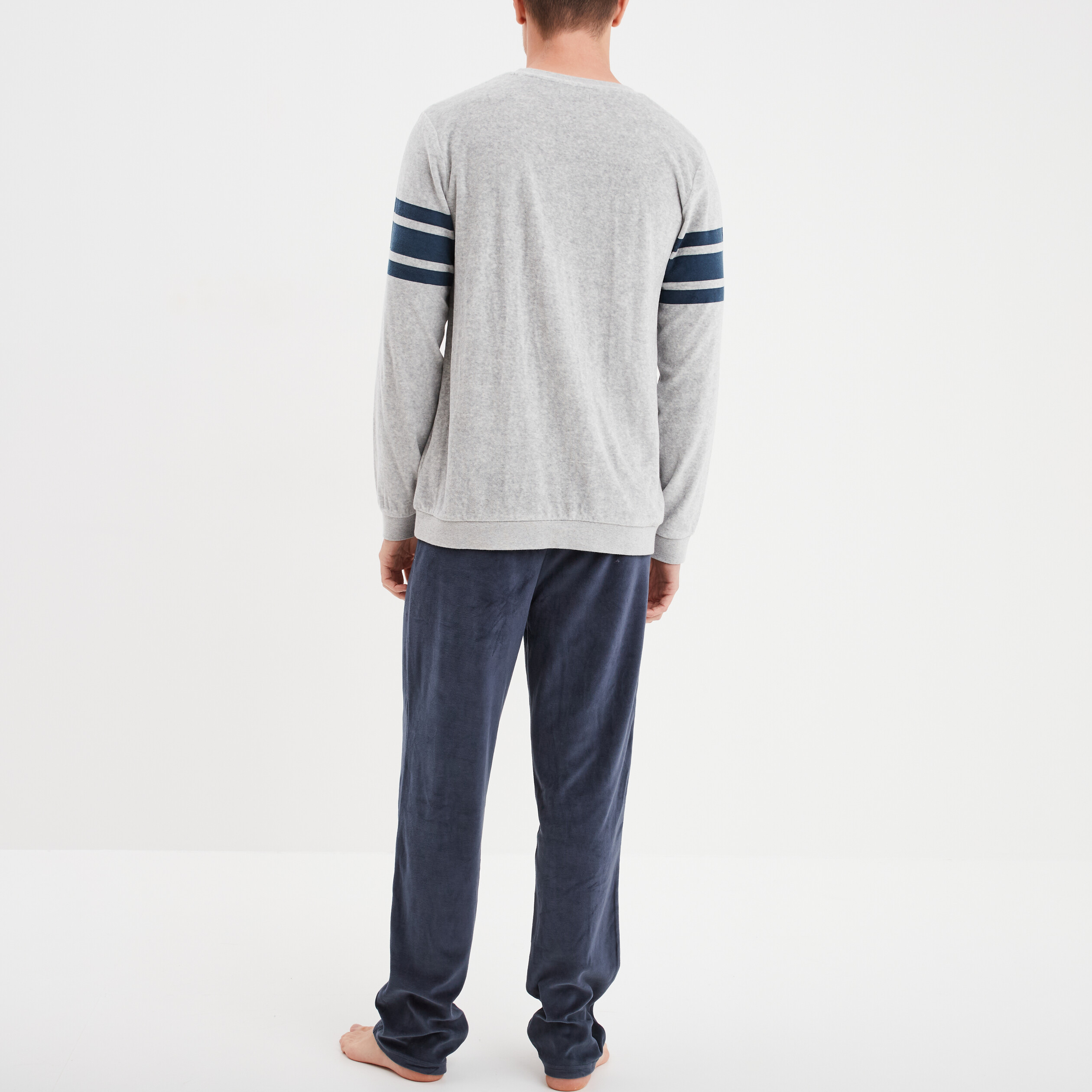 Ensemble pyjama 2 pi&egrave;ces gris homme