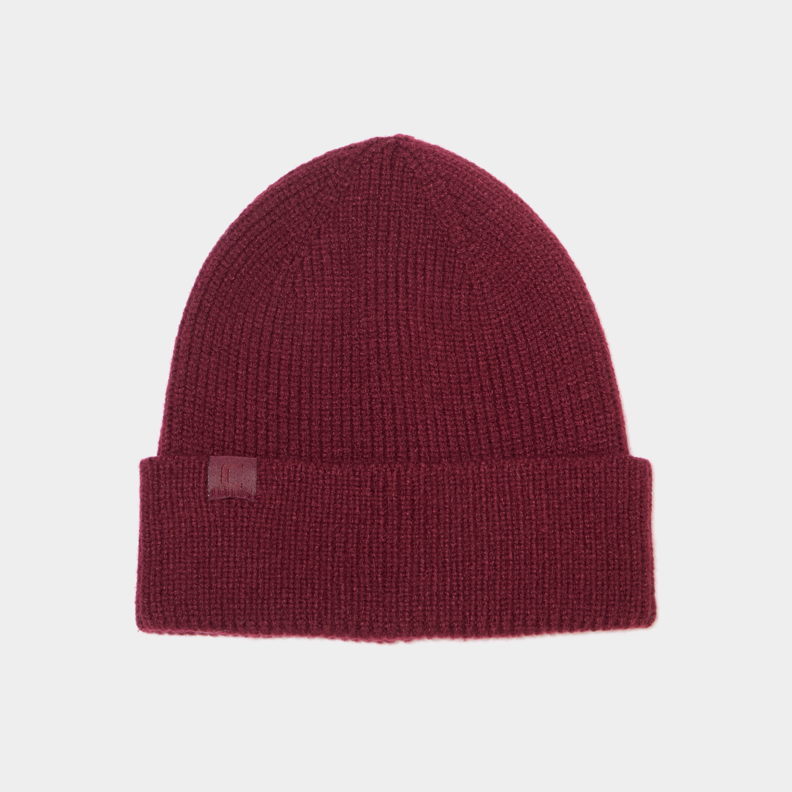 Bonnet tricot&eacute; avec bord &agrave; revers bordeaux femme