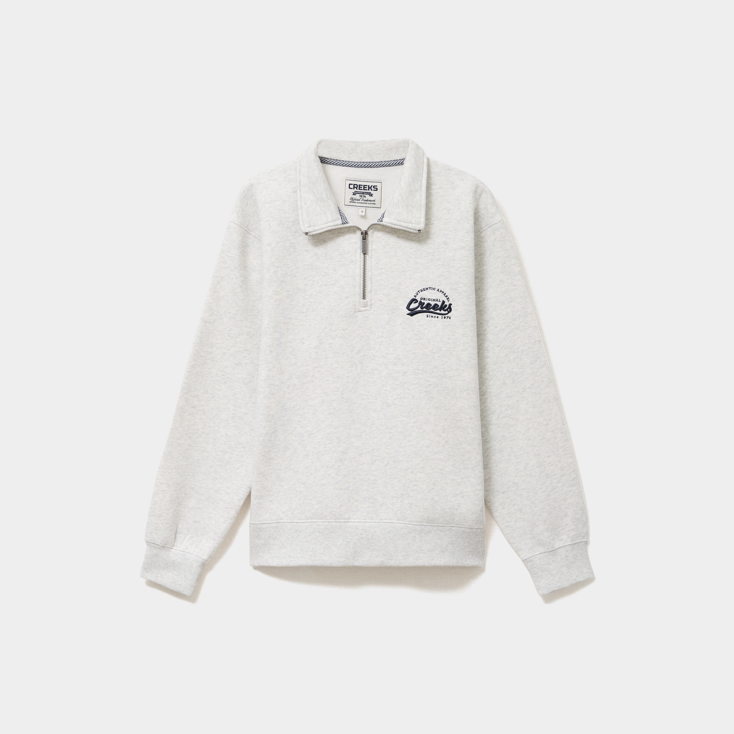 Sweat col camionneur zipp&eacute; gris clair femme