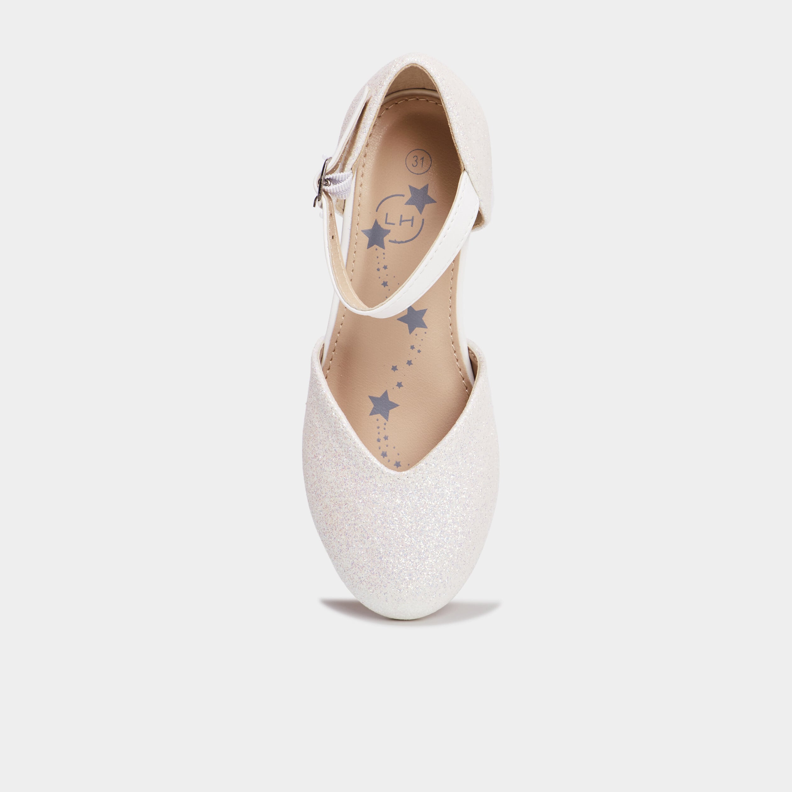 Babies c&eacute;r&eacute;monie &agrave; talons paillettes blanc fille