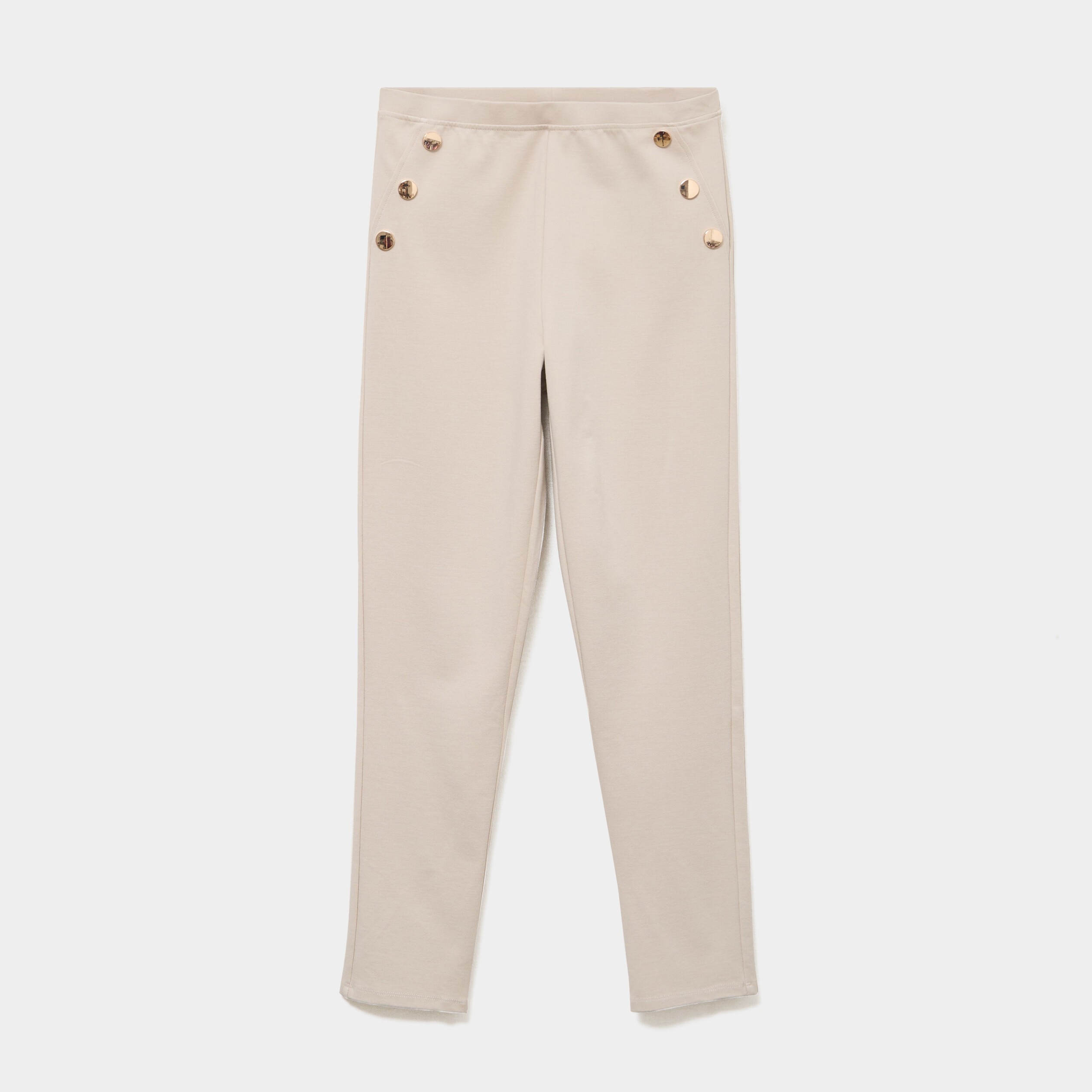 Leggings &agrave; boutons pont beige femme