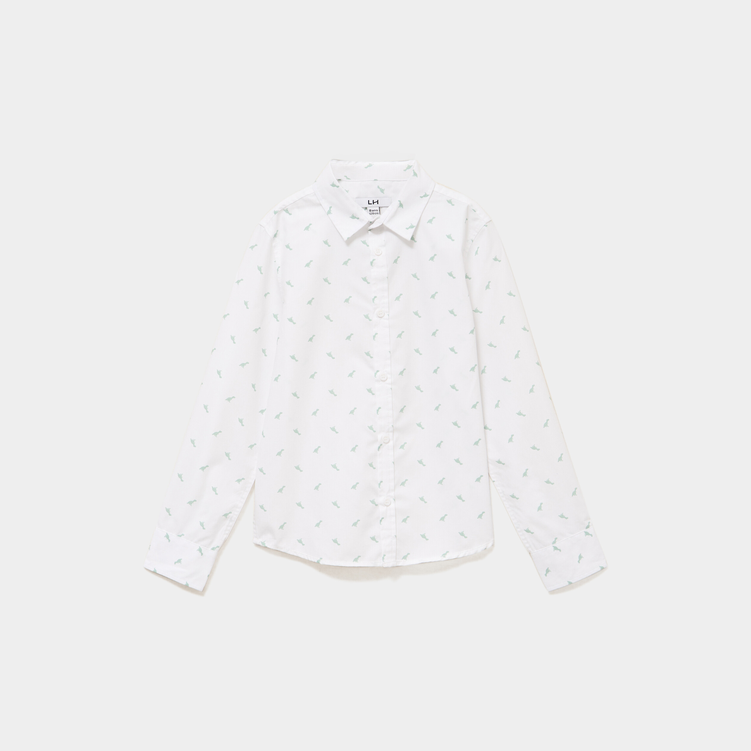 Chemise droite &agrave; manches longues blanc gar&ccedil;on