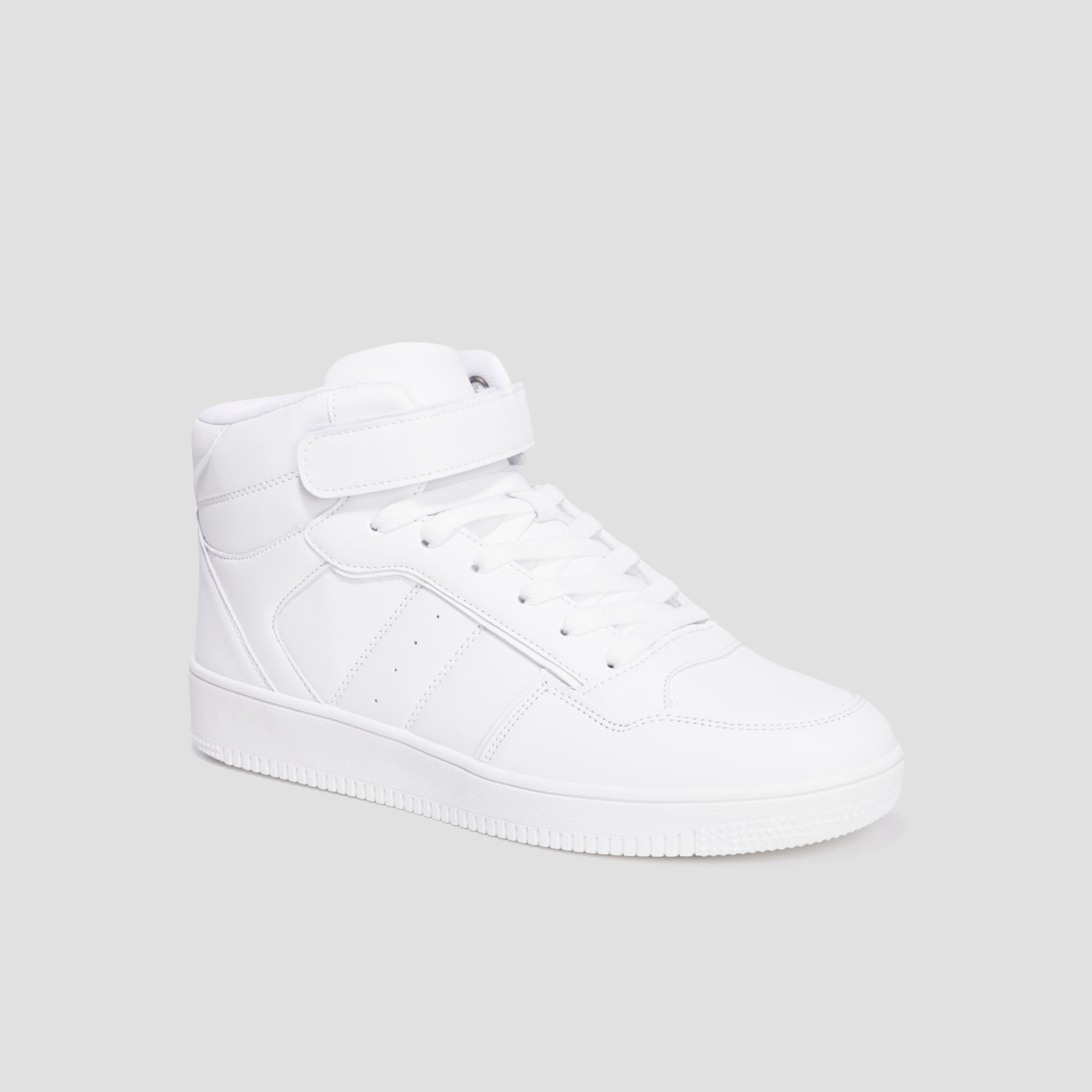 Baskets montantes &agrave; scratchs blanc homme