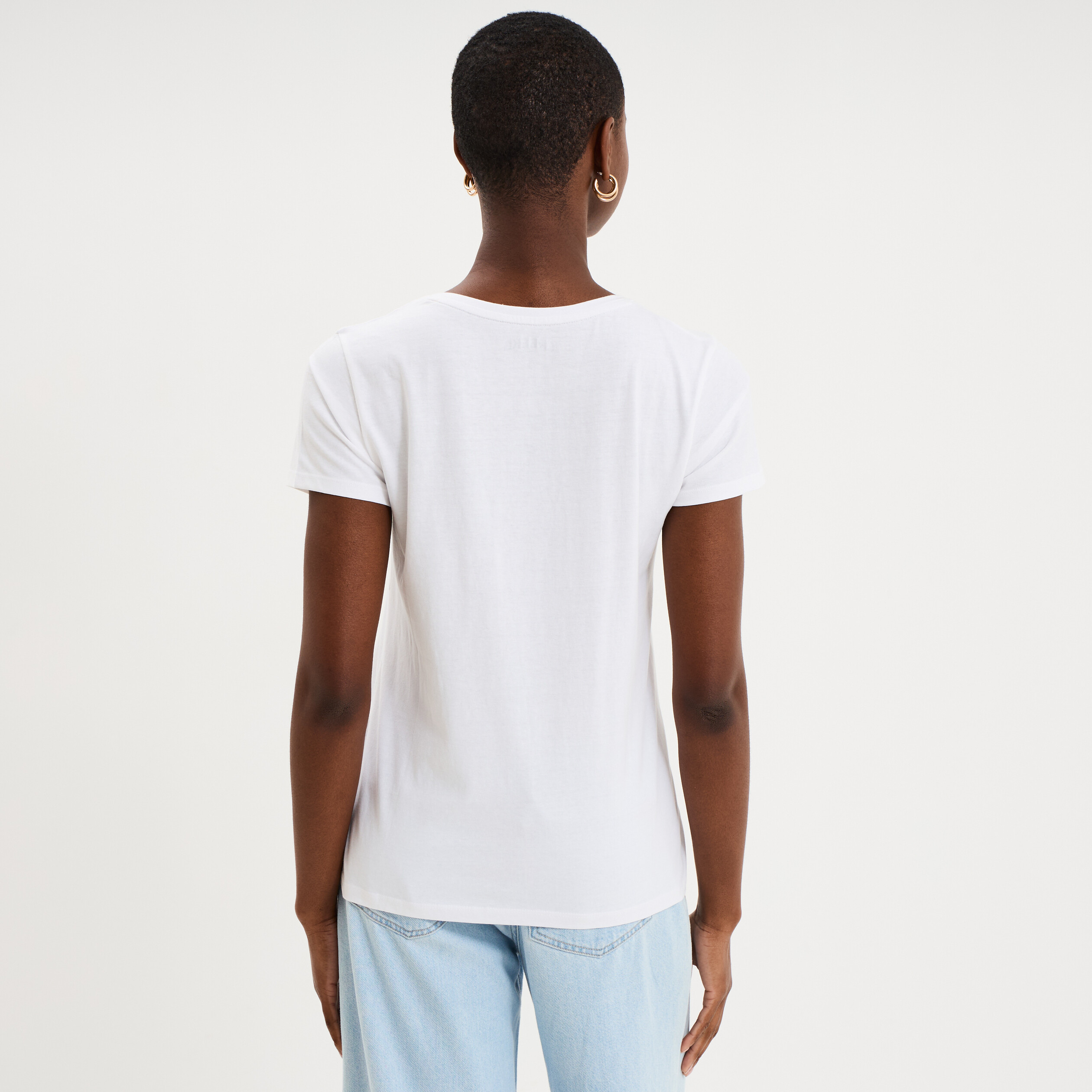 T-shirt manches courtes col rond coton blanc femme