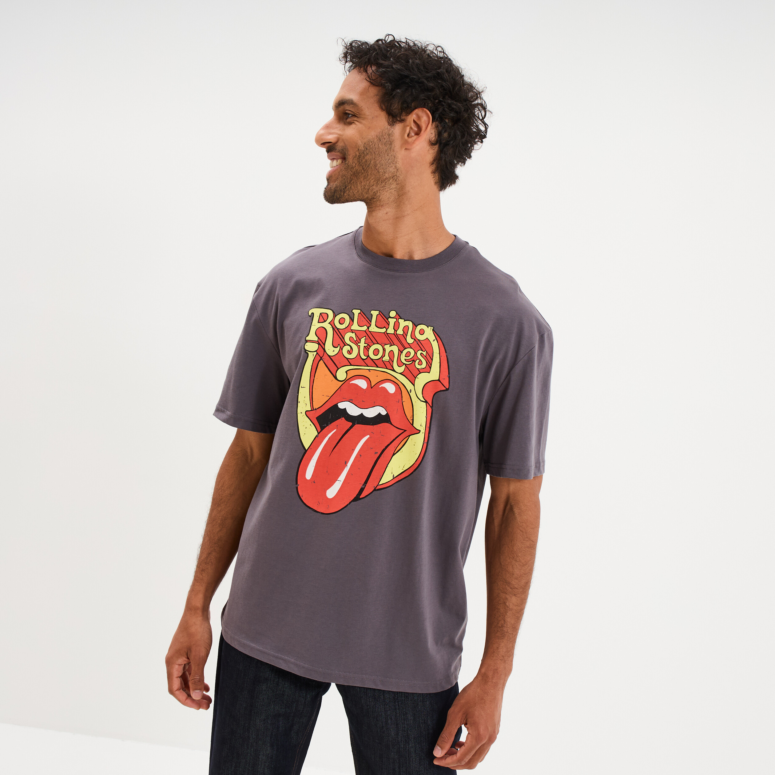 T-shirt manches courtes Rolling Stones gris homme