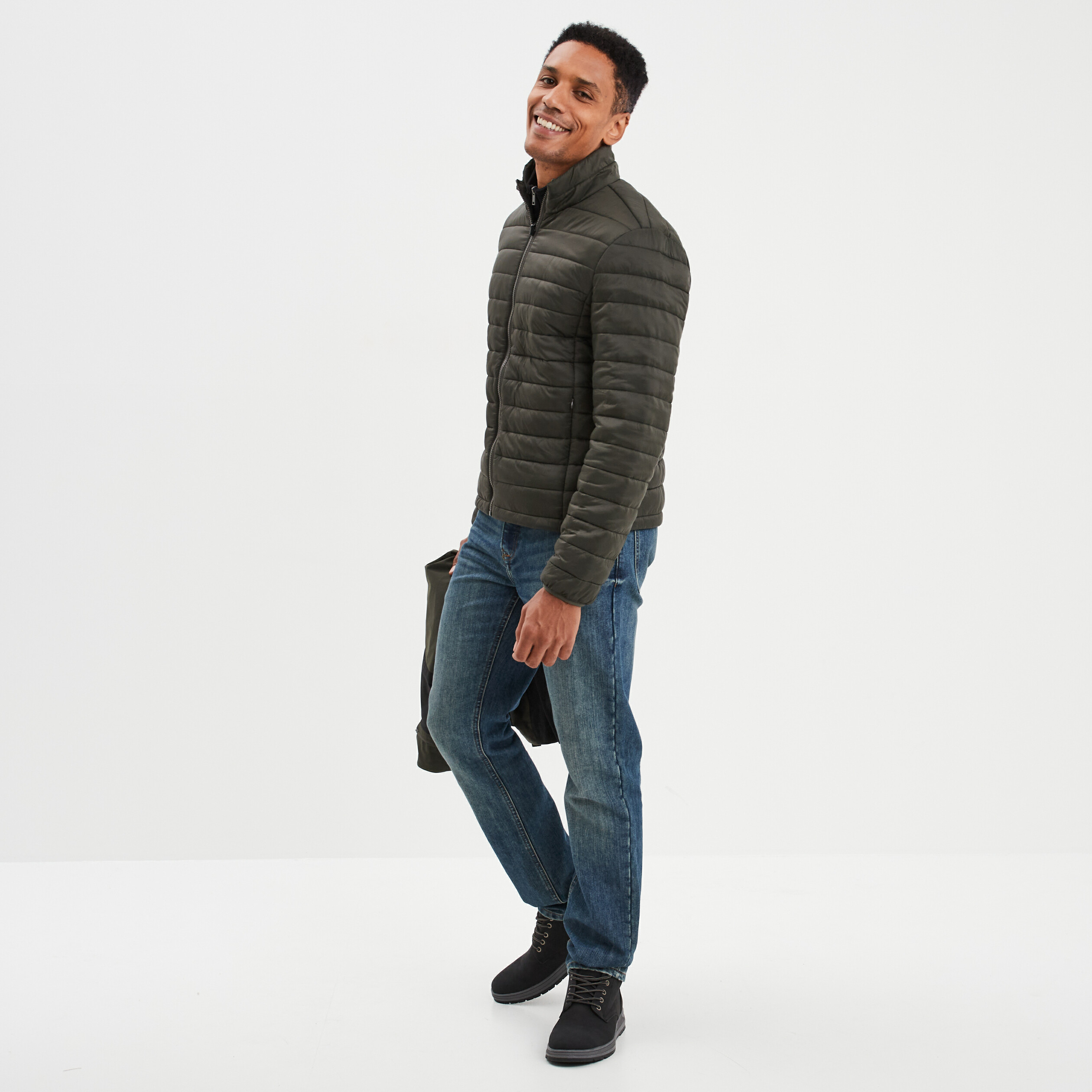 Veste &agrave; capuche effet 3-en-1 Trappeur vert kaki homme