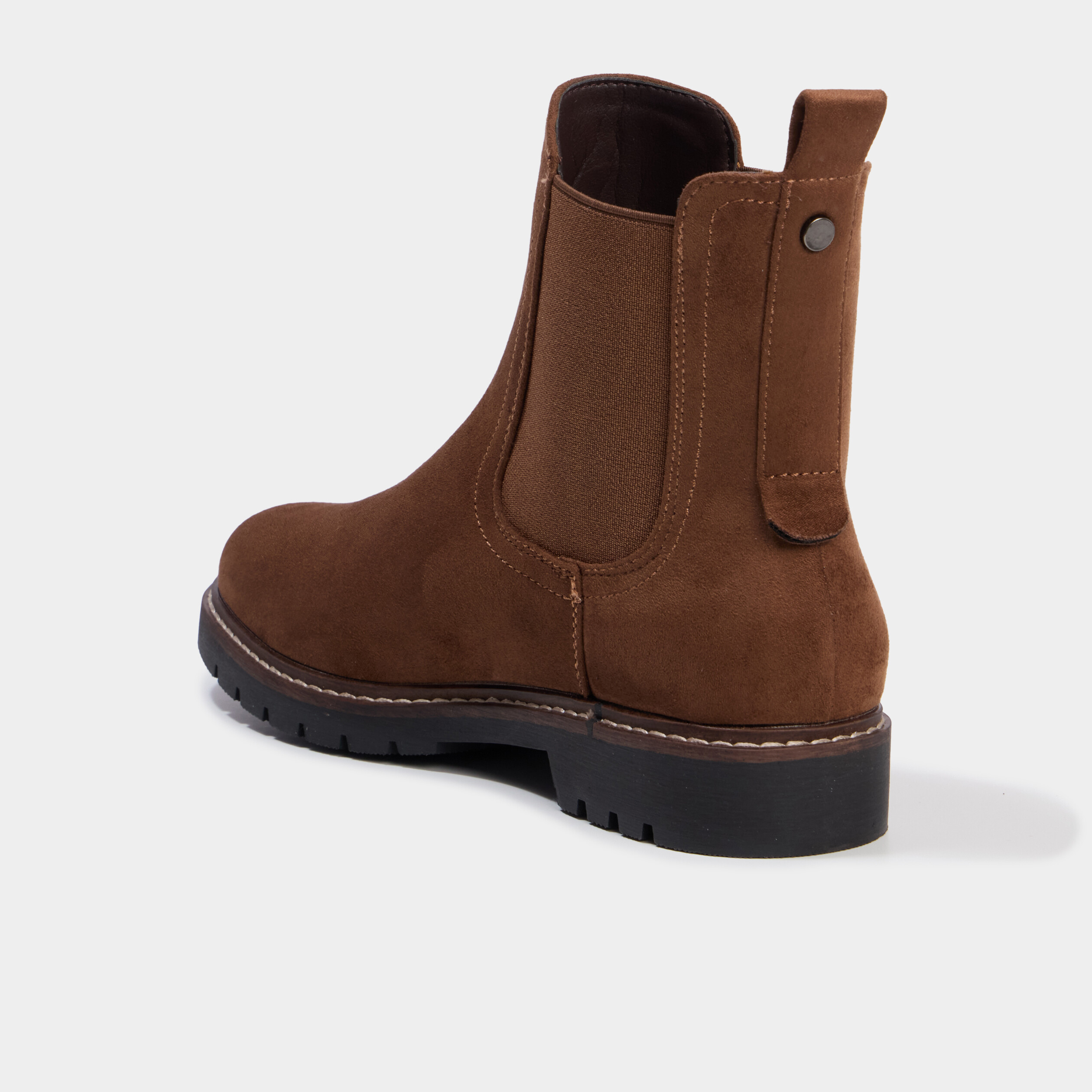 Boots chelsea effet su&eacute;dine marron femme