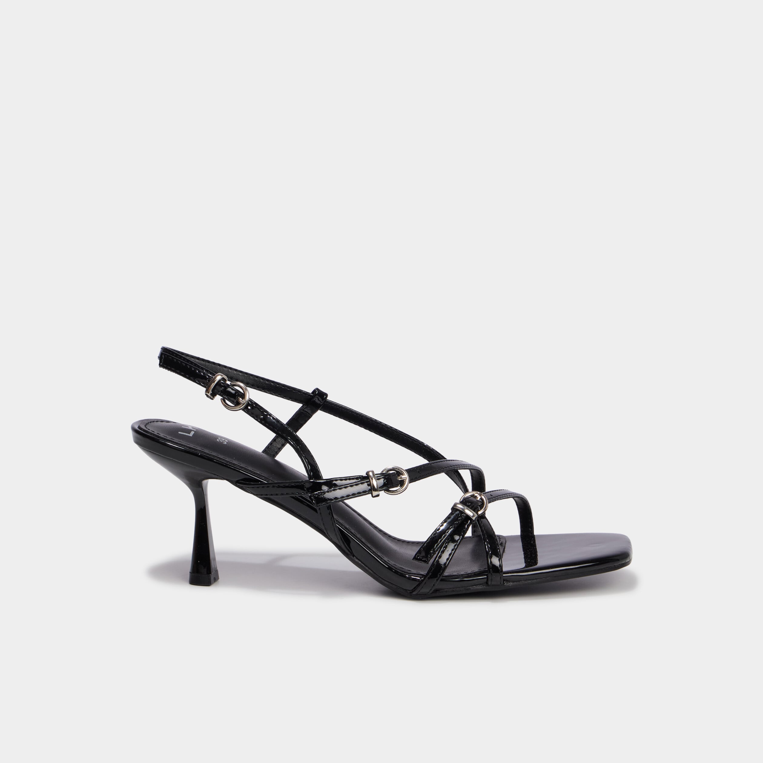 Sandales &agrave; talons kitten heels et brides noir femme