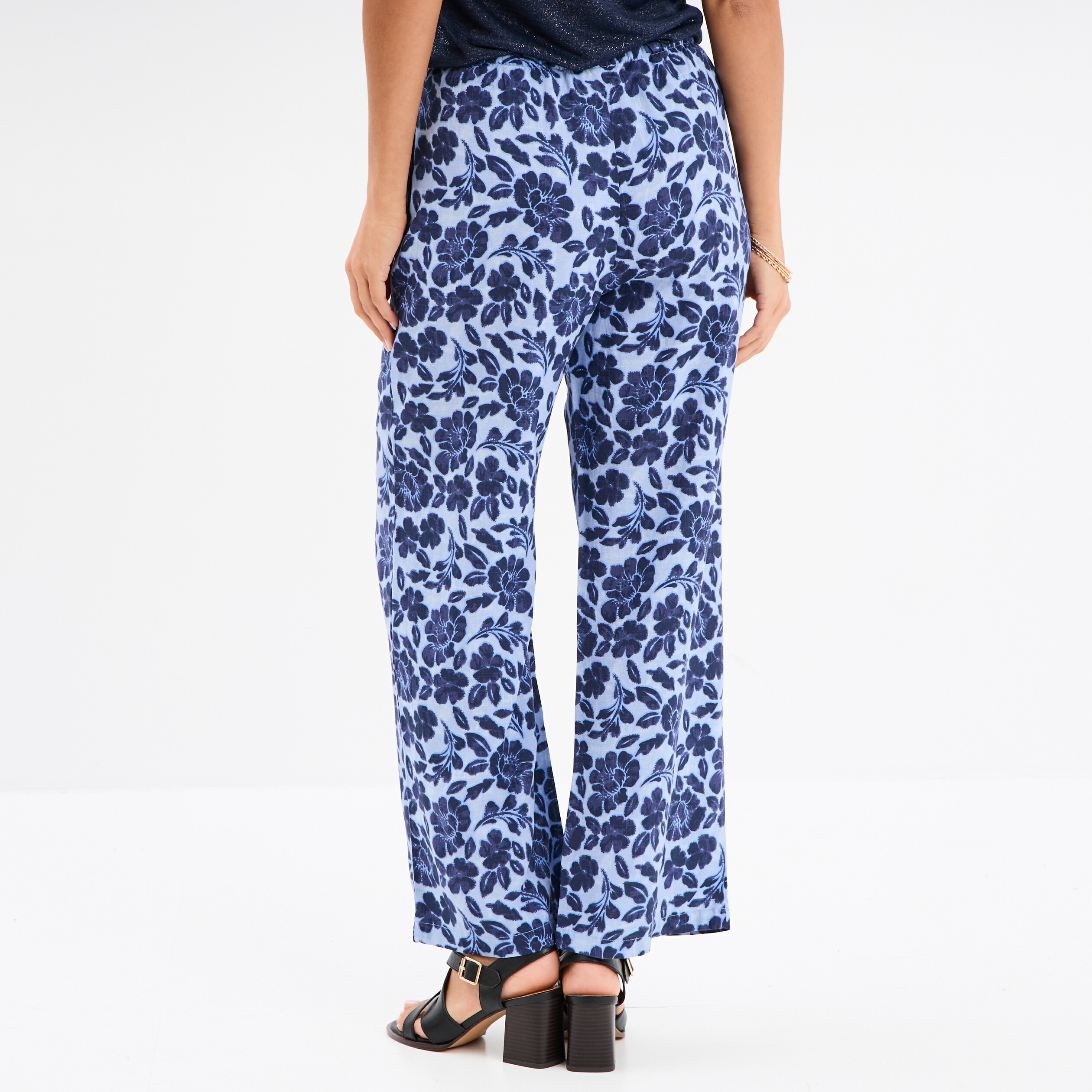 pantalon fluide a coulisse bleu femme Pantalon fluide à coulisse bleu femme