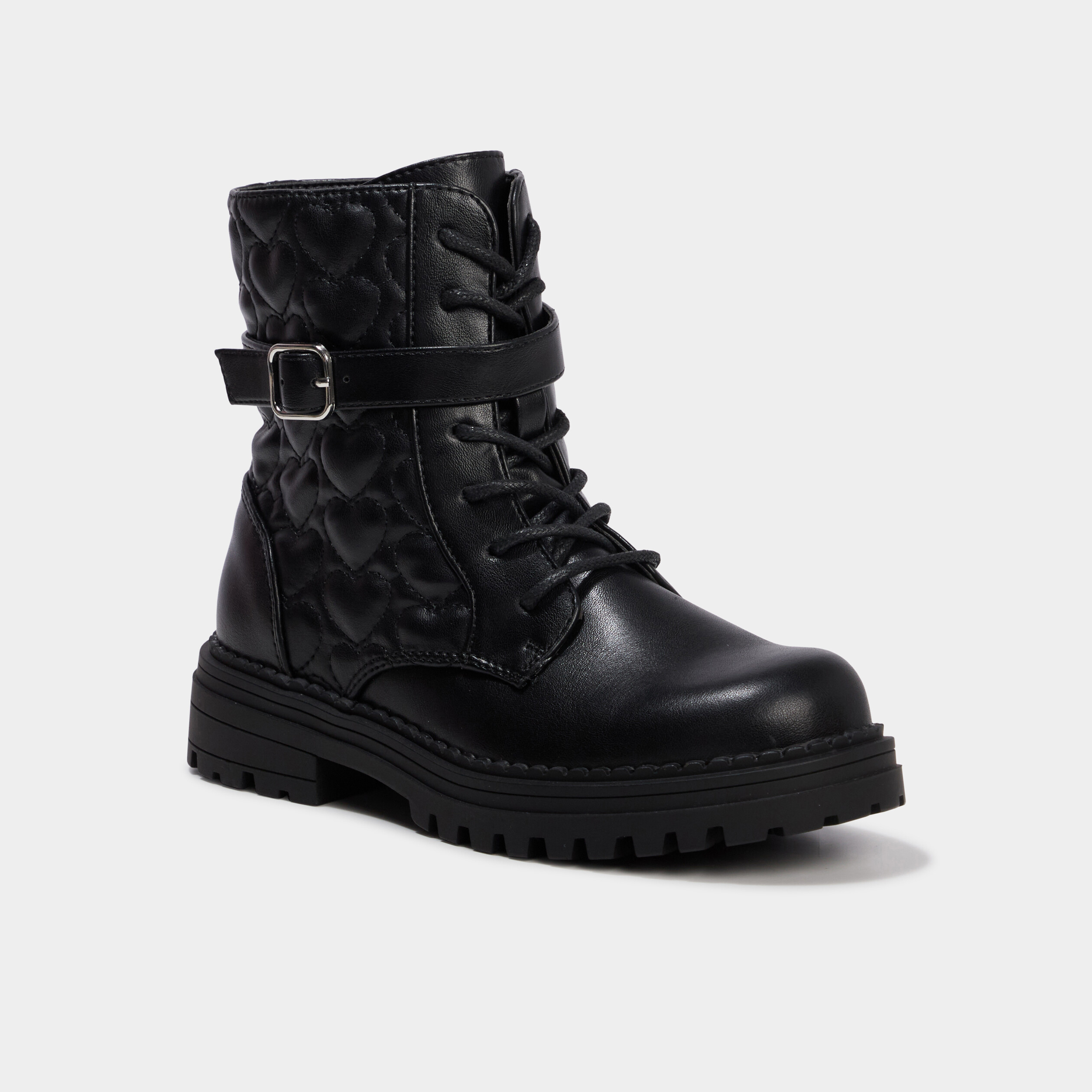 Boots matelass&eacute;es avec boucles noir fille