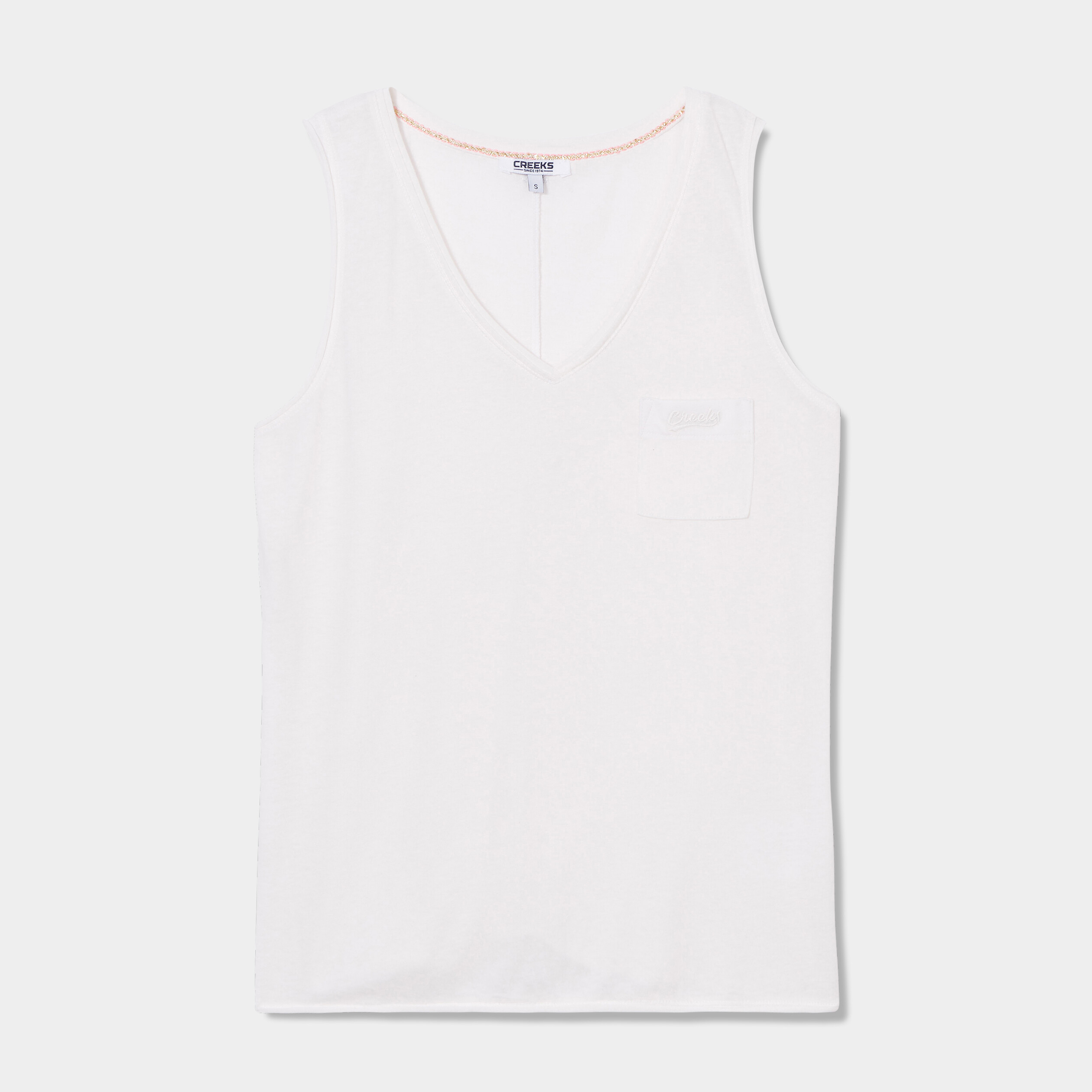 debardeur sans manches avec poche creeks blanc femme Débardeur sans manches avec poche Creeks blanc femme
