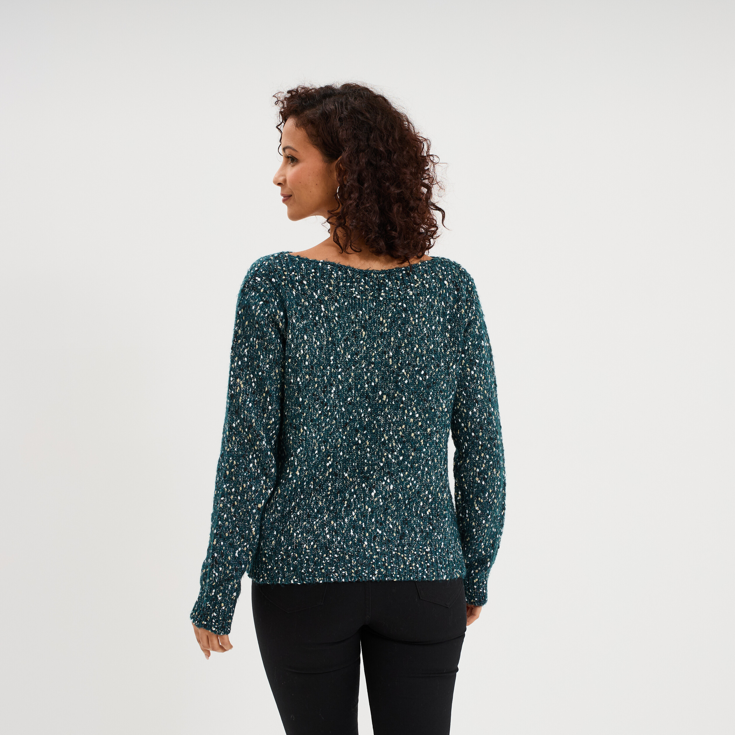 Pull manches longues bleu canard femme