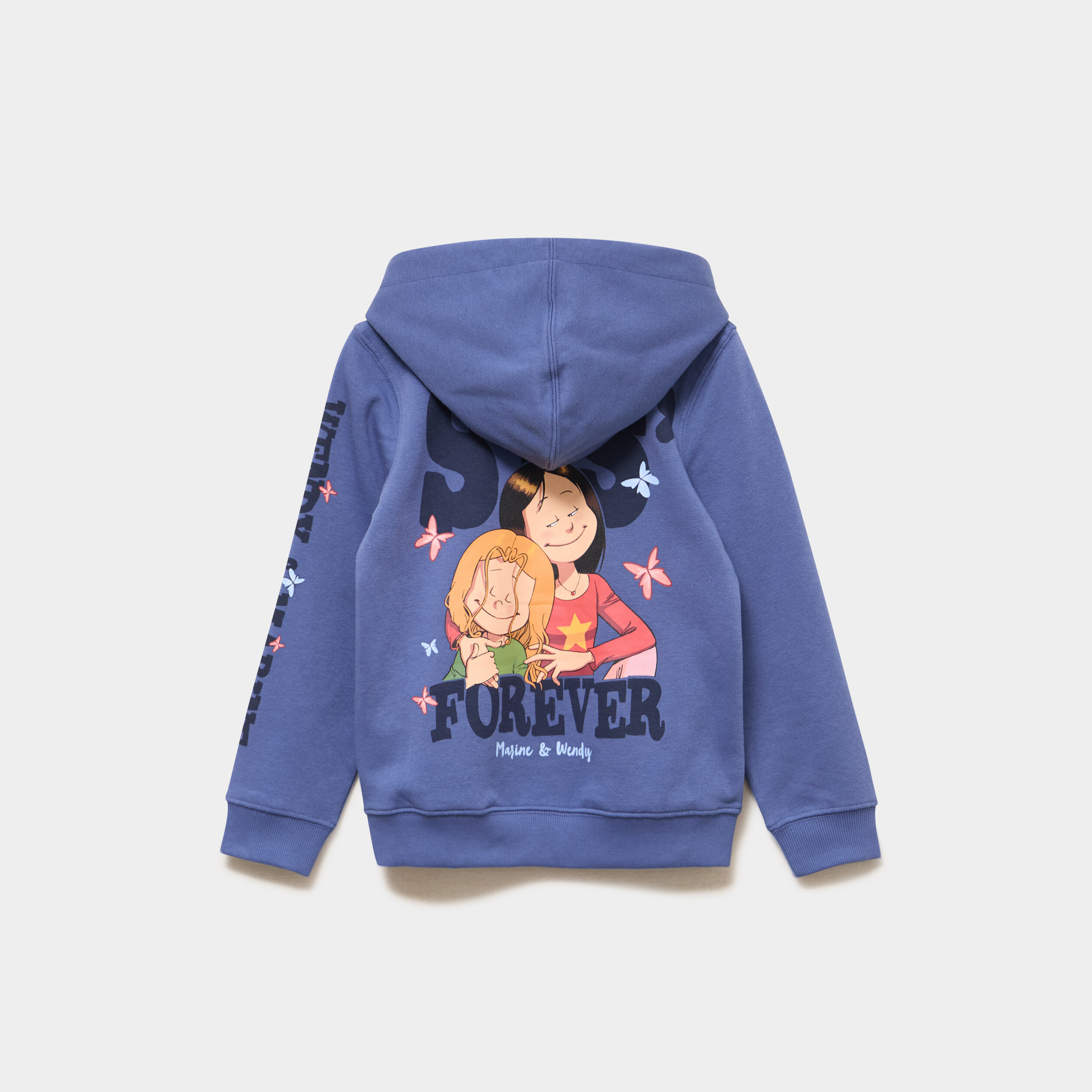 Sweat zipp&eacute; &agrave; capuche Les Sisters bleu gris fille