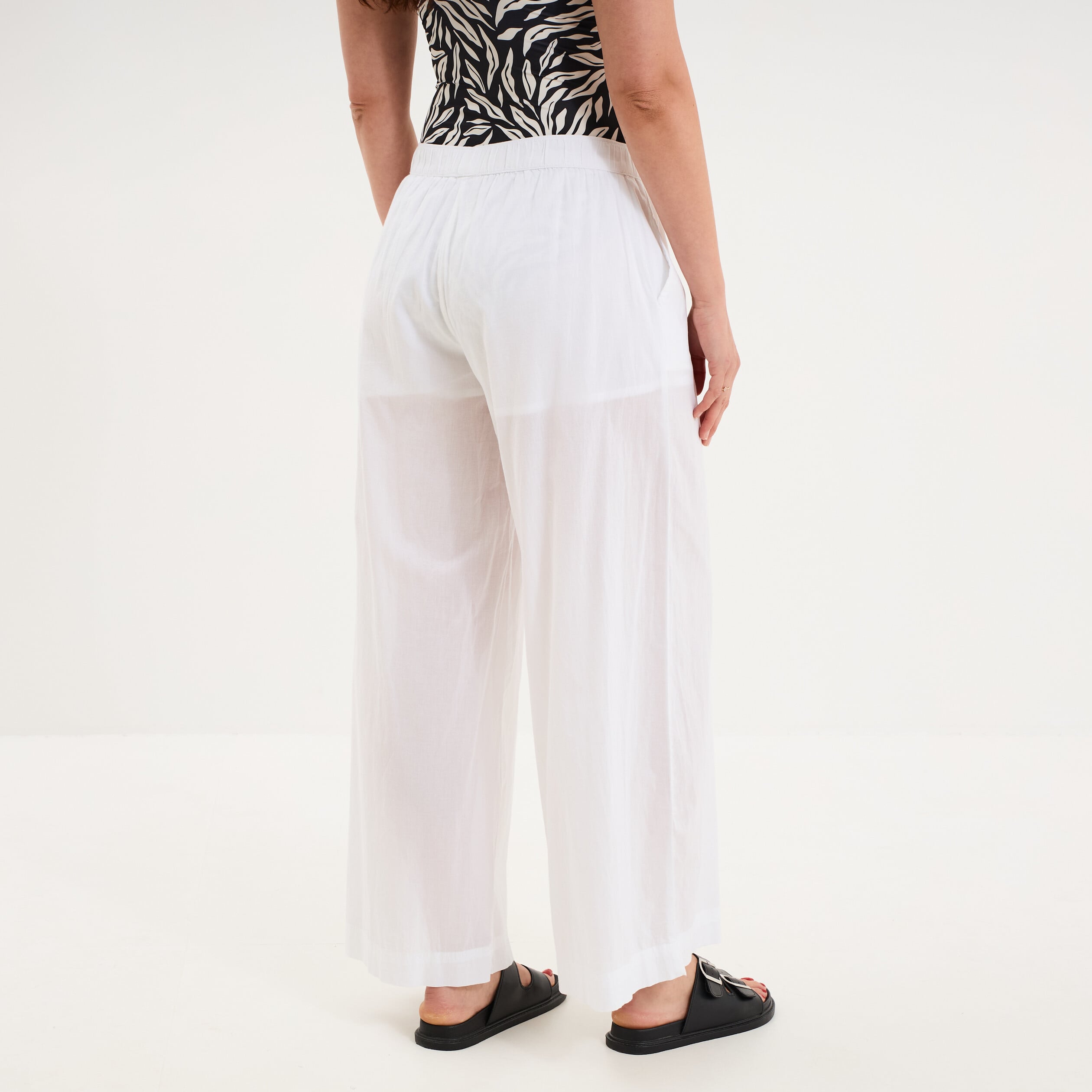 Pantalon de plage voile de coton blanc femme