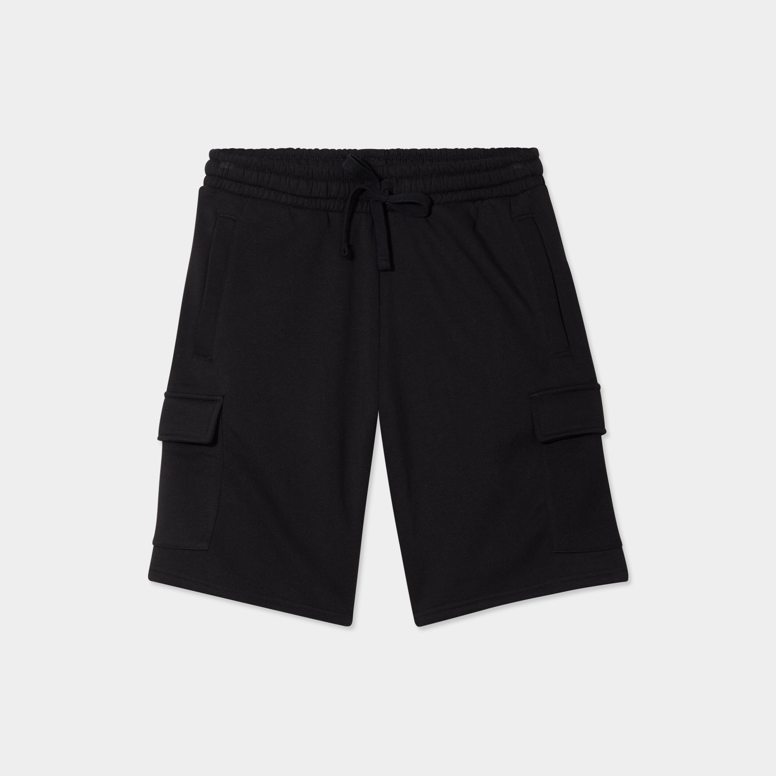 Bermuda cargo molleton taille élastiquée noir homme