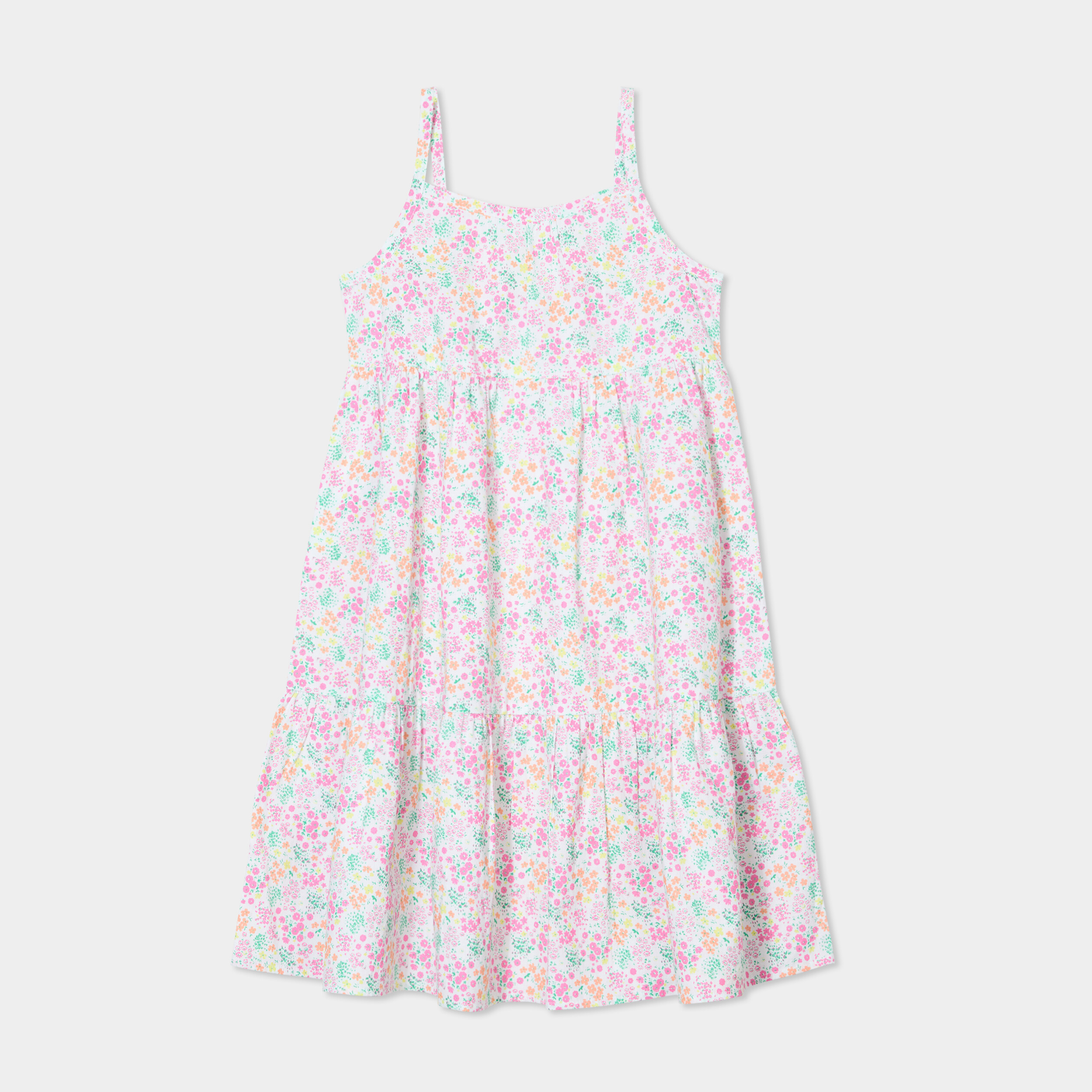 Robe courte &agrave; bretelles fines ecru fille