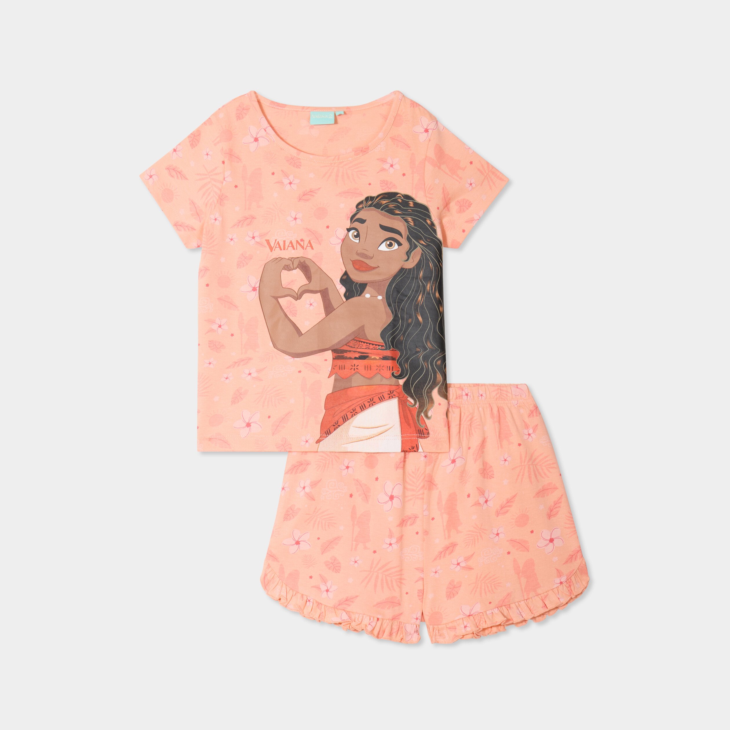 ensemble pyjama short coton vaiana rose saumon fille Ensemble pyjama short coton Vaiana rose saumon fille