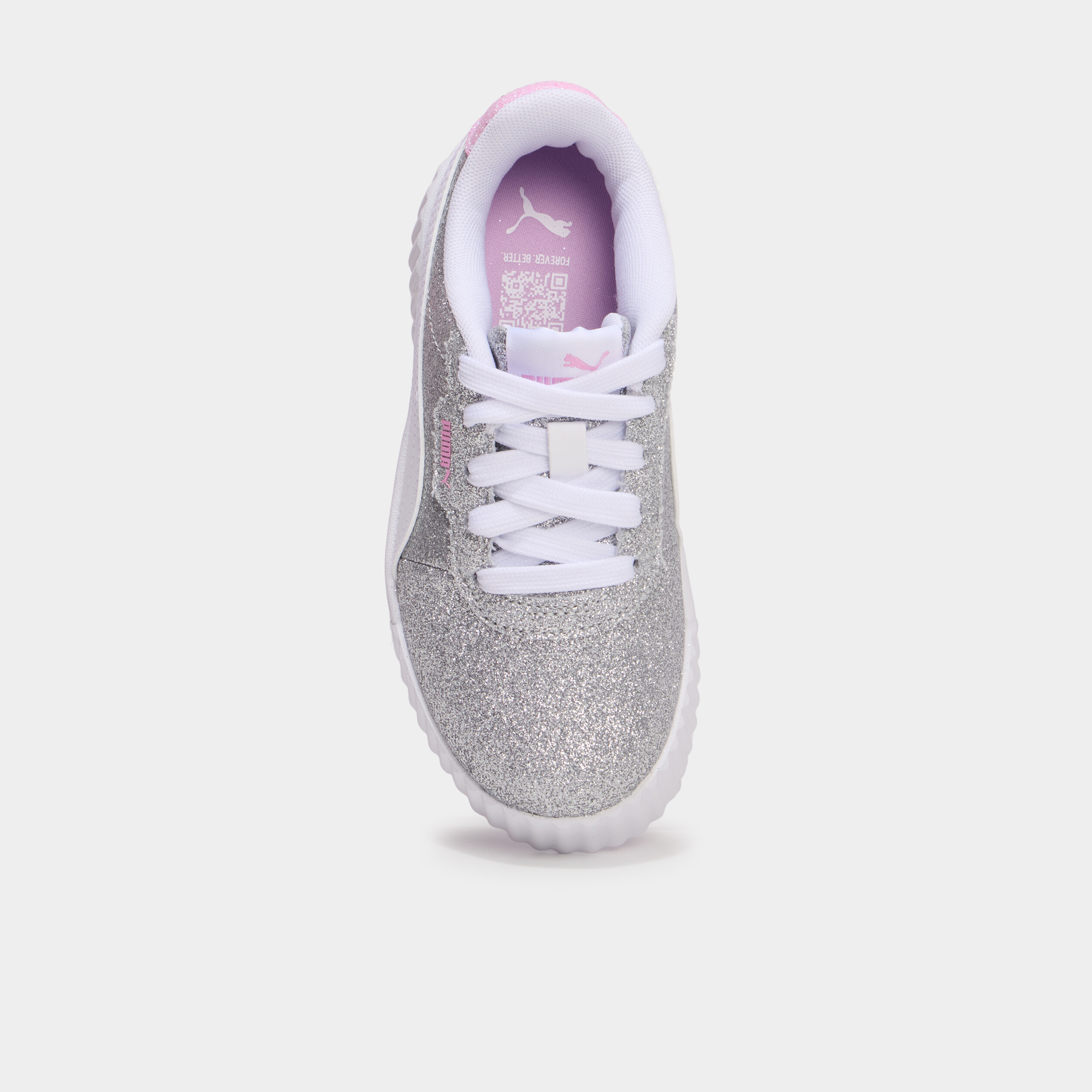 Baskets &agrave; paillettes Puma Carina gris argent fille