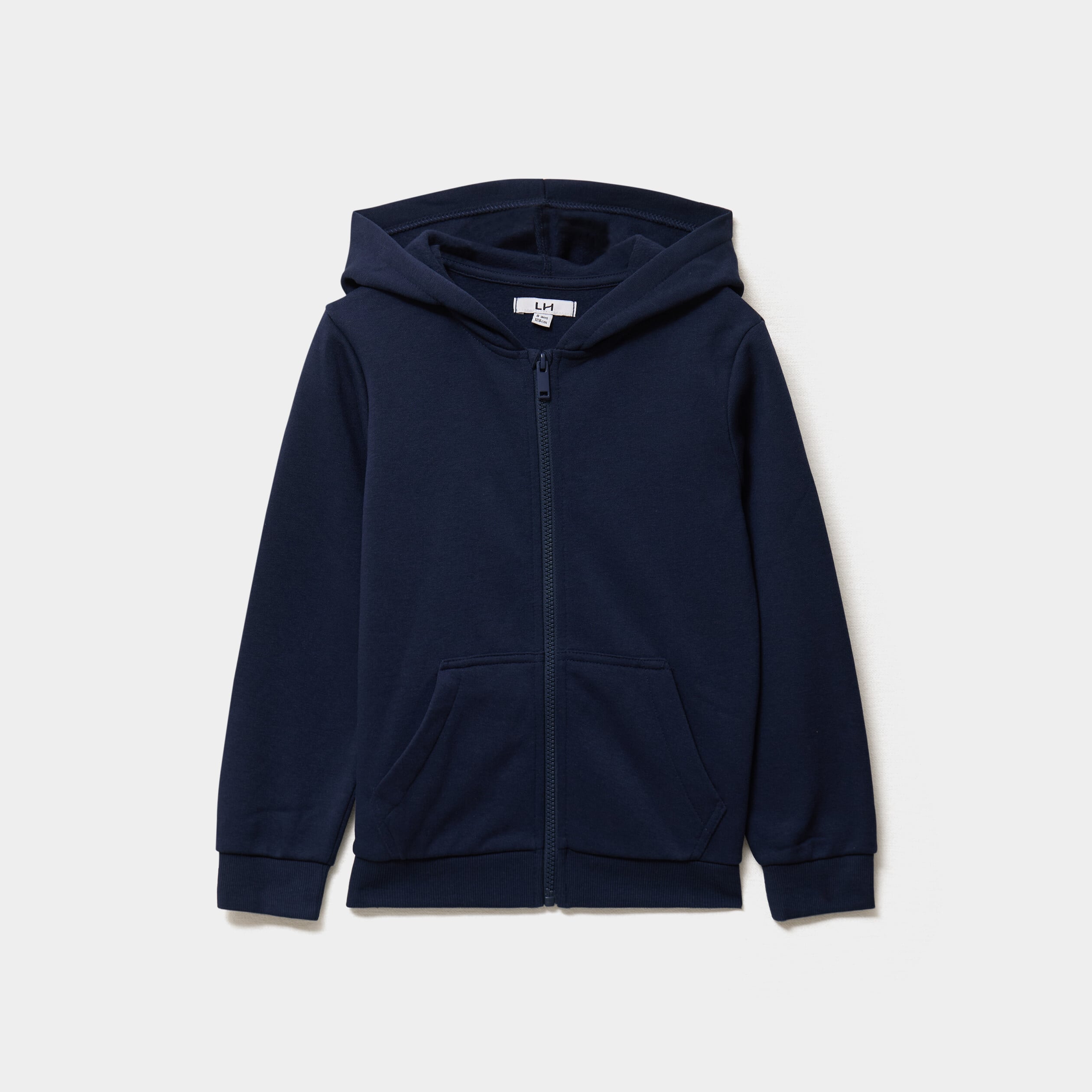 Sweat zipp&eacute; &agrave; capuche en molleton bleu marine gar&ccedil;on