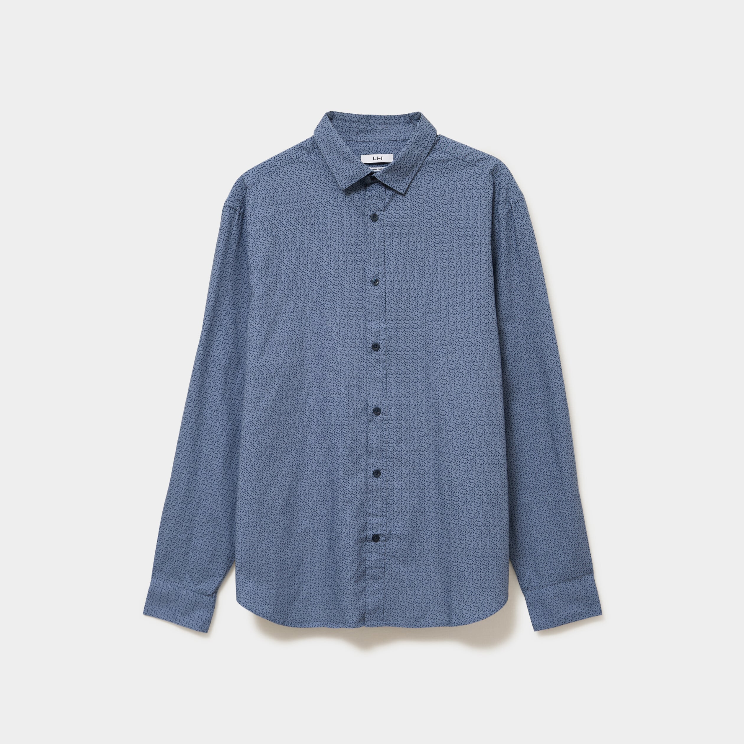 Chemise droite imprim&eacute;e manches longues blanc homme