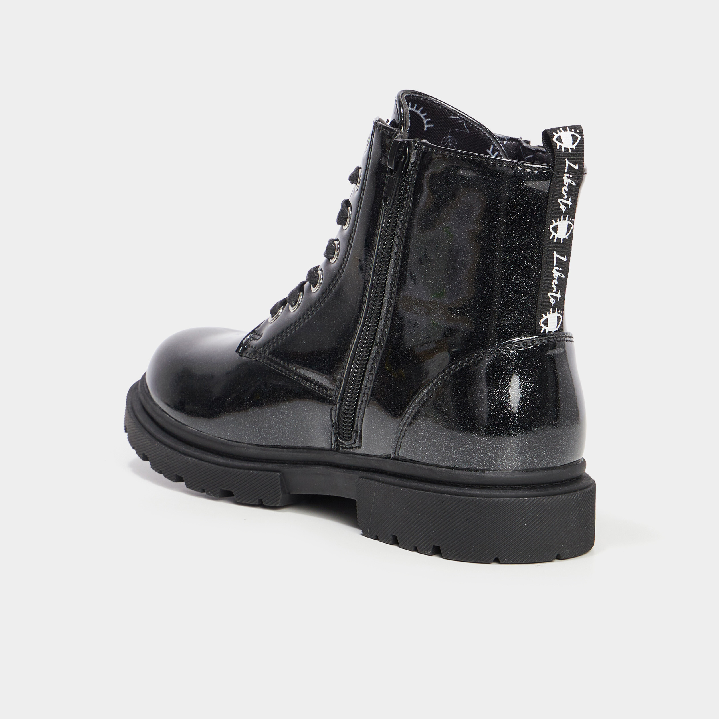 Bottines vernies &agrave; paillettes noir fille