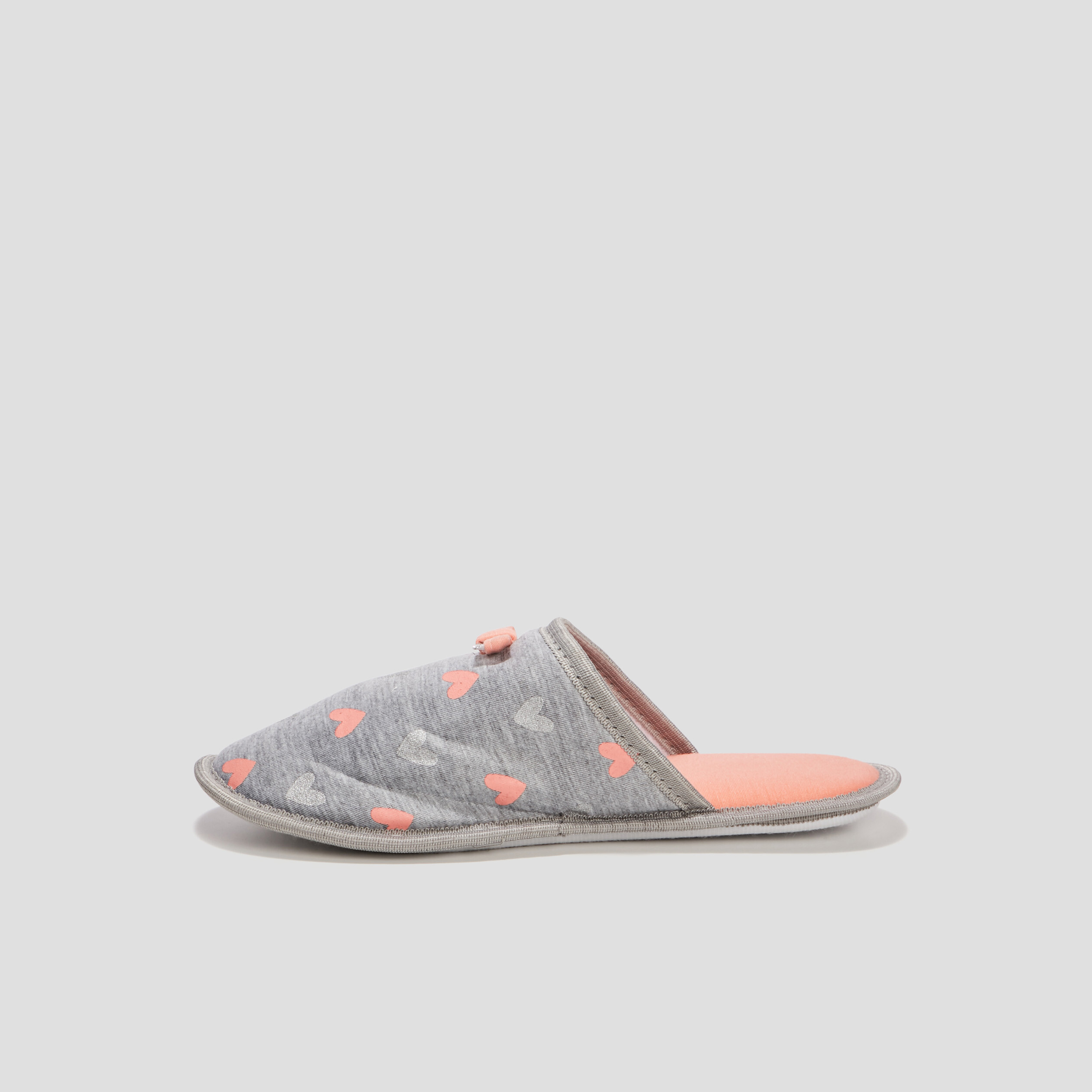chaussons mules coeur gris femme Chaussons mules coeur gris femme