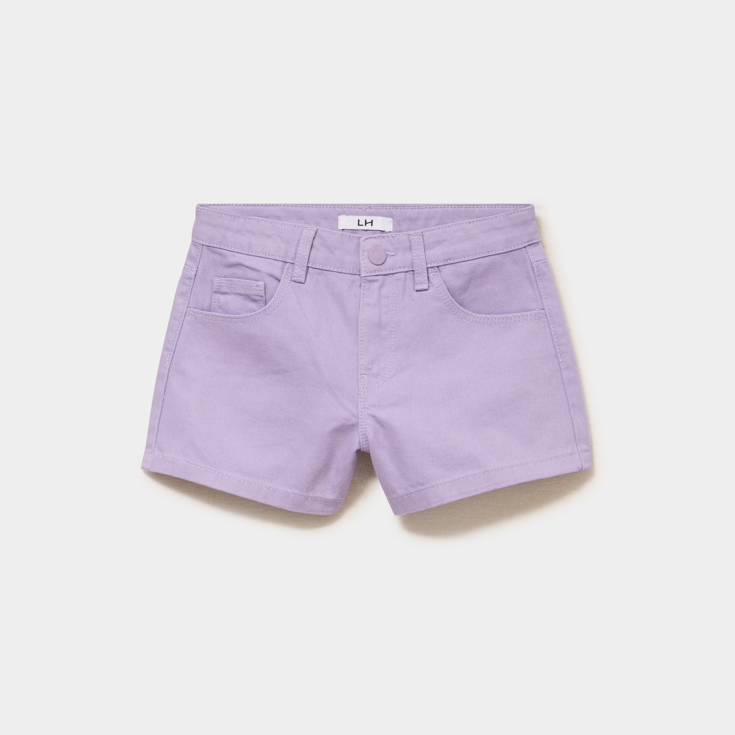 Short droit en coton taille ajustable mauve fille