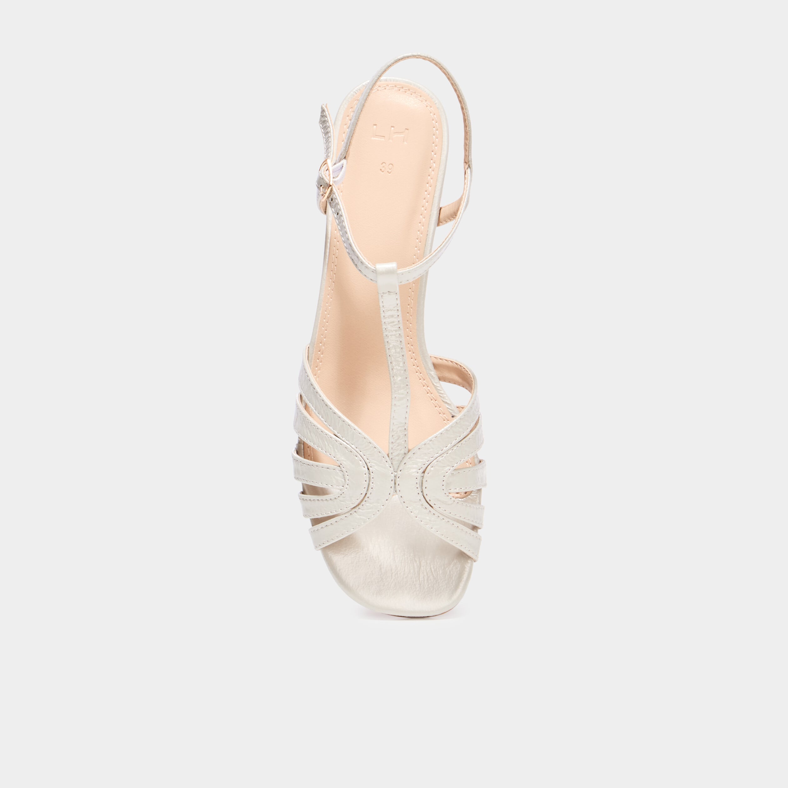 Sandales &agrave; talons 4 cm blanc femme