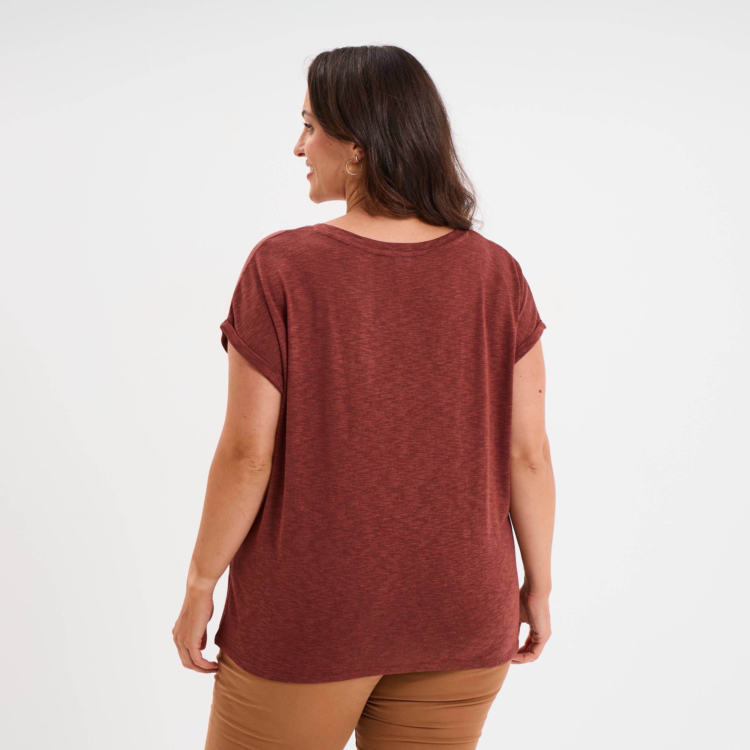 t shirt manches courtes marron femmegt T-shirt manches courtes marron femme grande taille