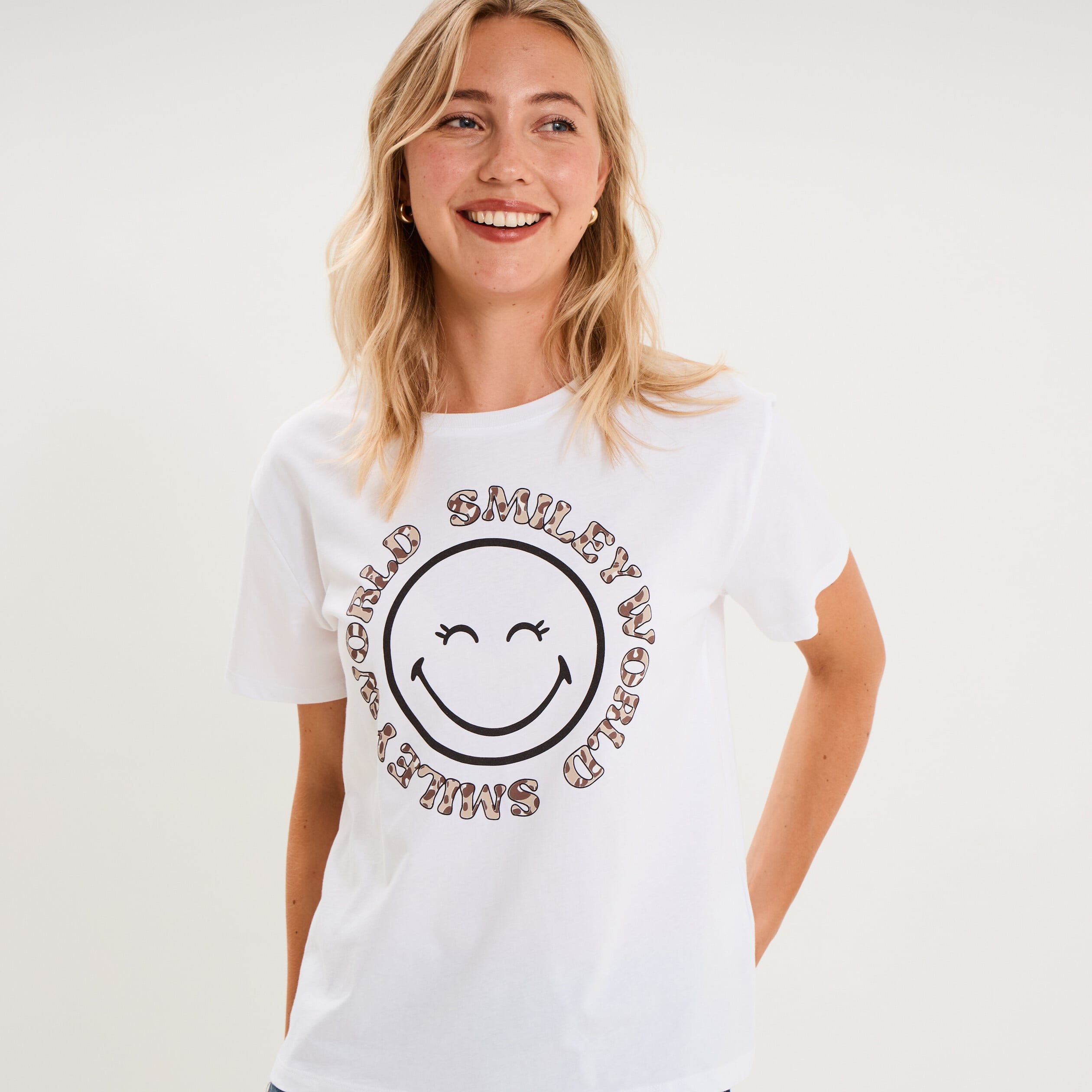 T-shirt manches courtes Smiley World blanc femme