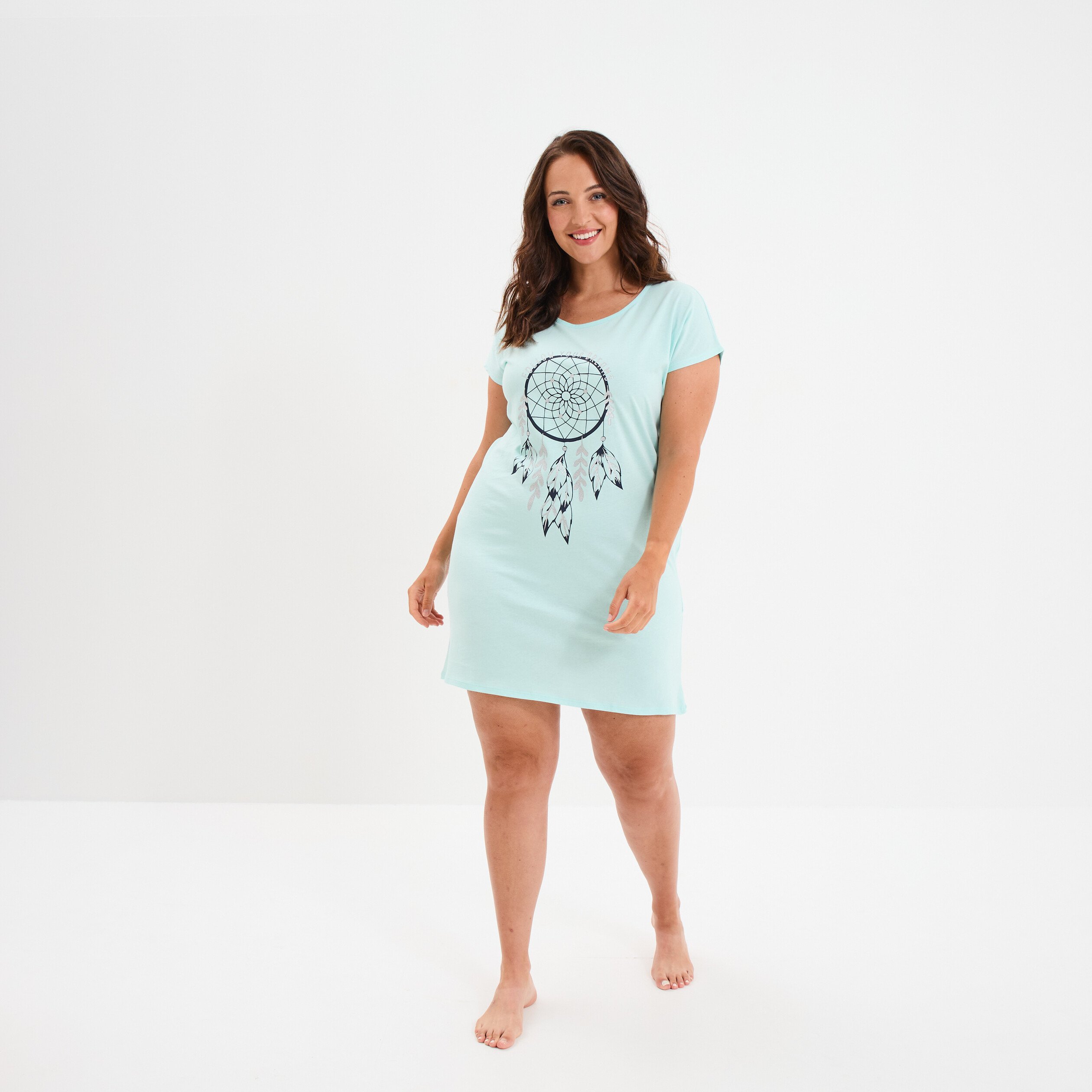 chemise de nuit manches courtes bleu turquoise femmegt Chemise de nuit manches courtes bleu turquoise femme grande taille